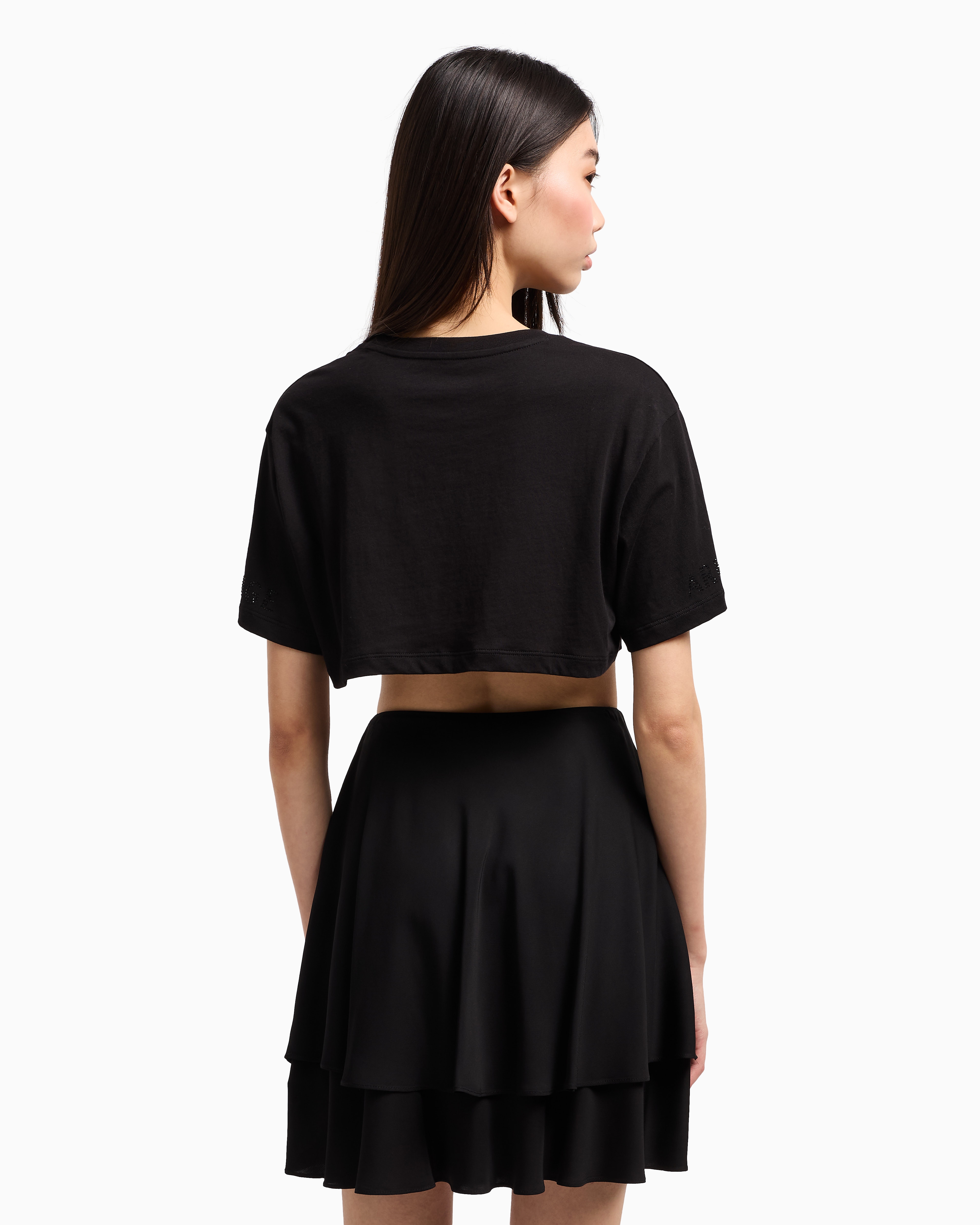 Armani Exchange Cropped T-shirts In Black
