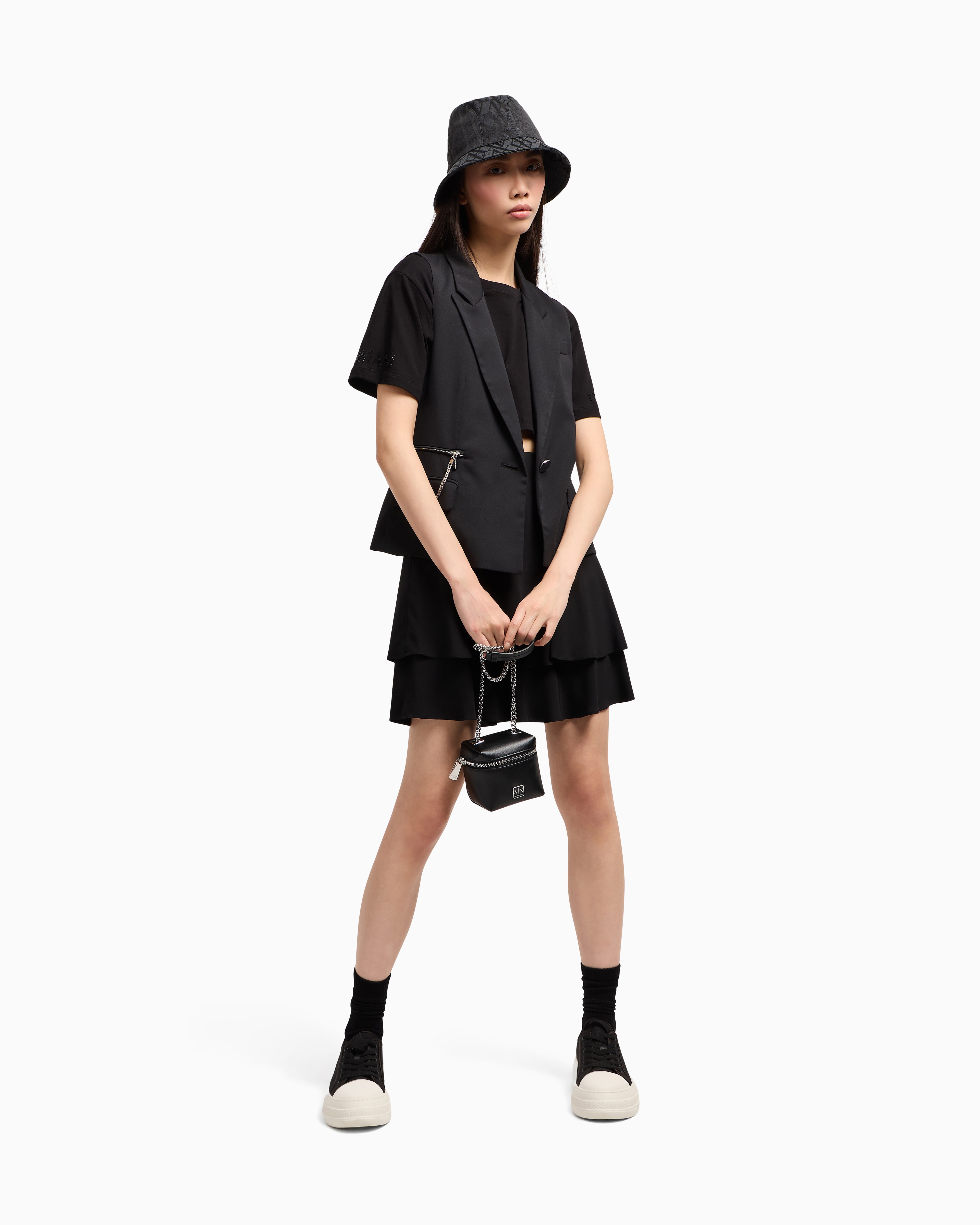 Armani Exchange Cropped T-shirts In Black