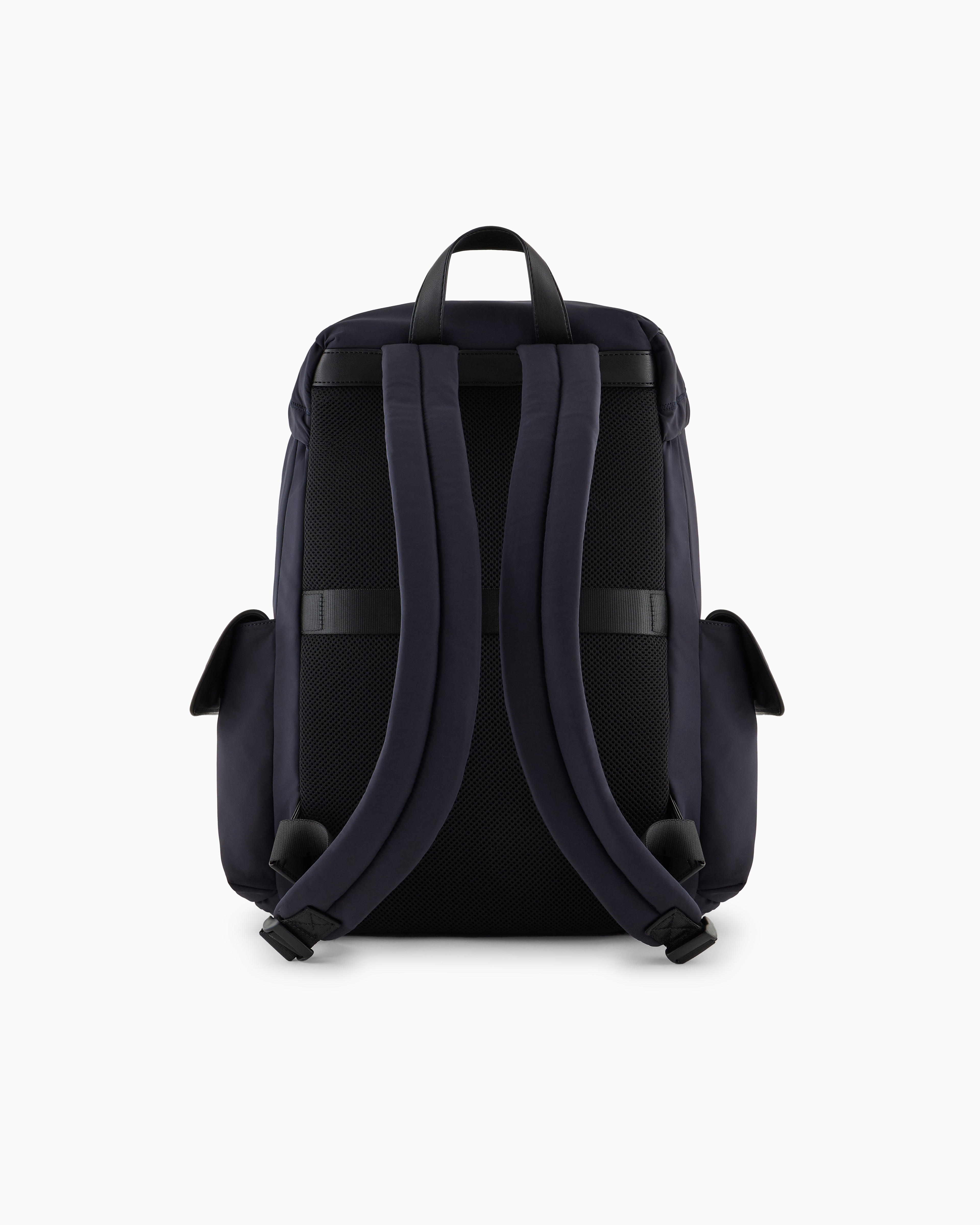 Armani Exchange Rectangular Backpack With External Pockets In Navy Blue