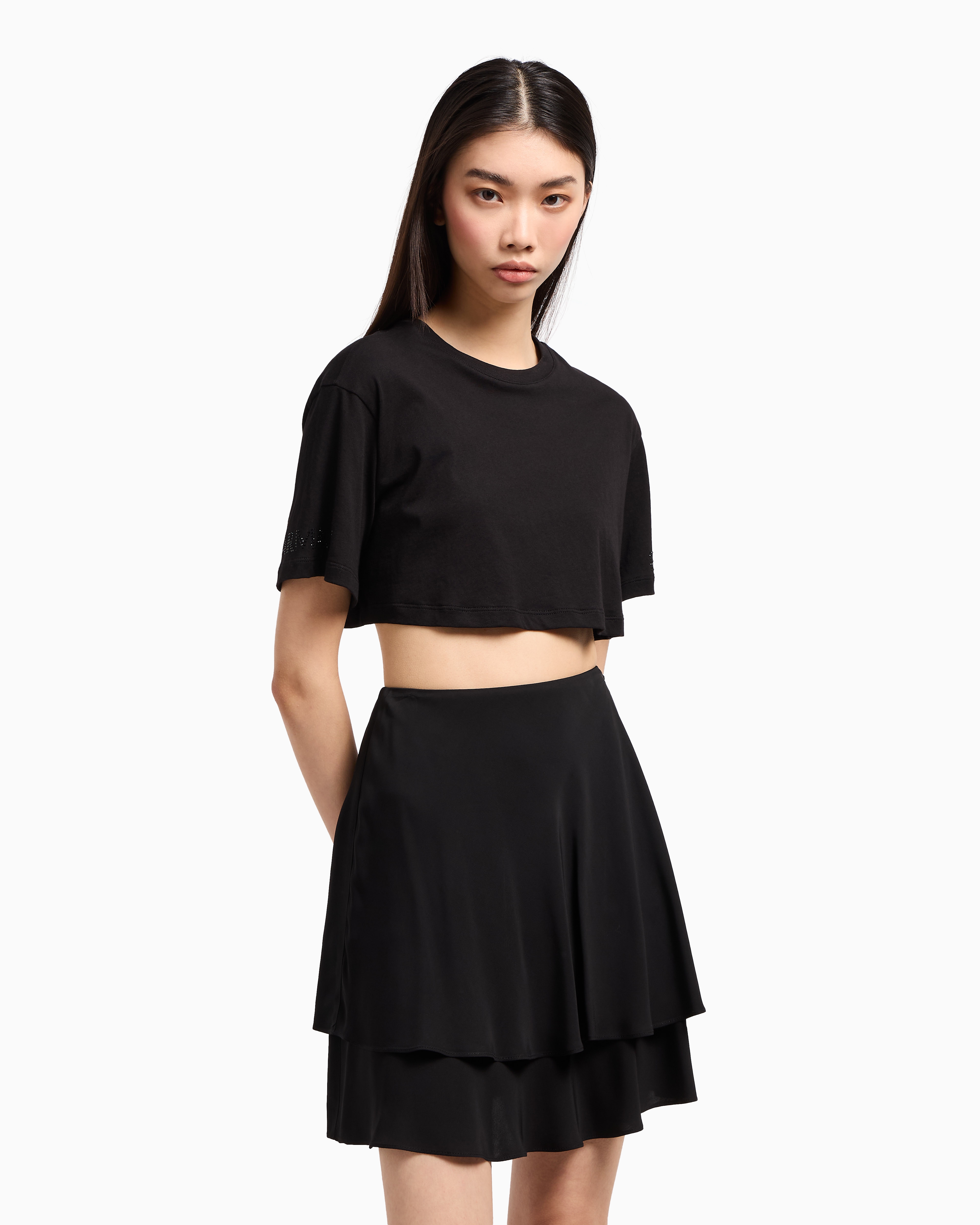 Armani Exchange Cropped T-shirts In Black