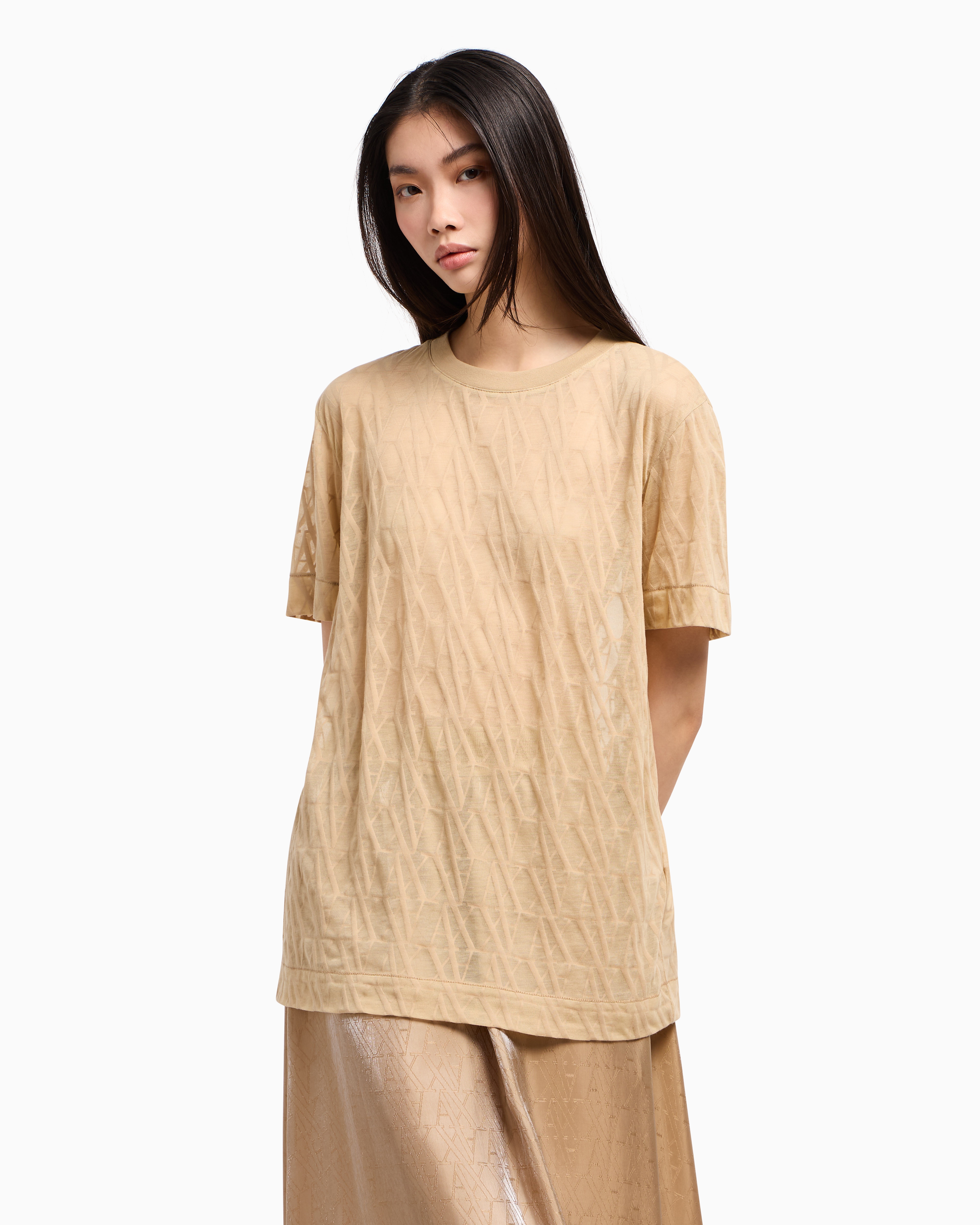 Armani Exchange Regular Fit T-shirts In Beige