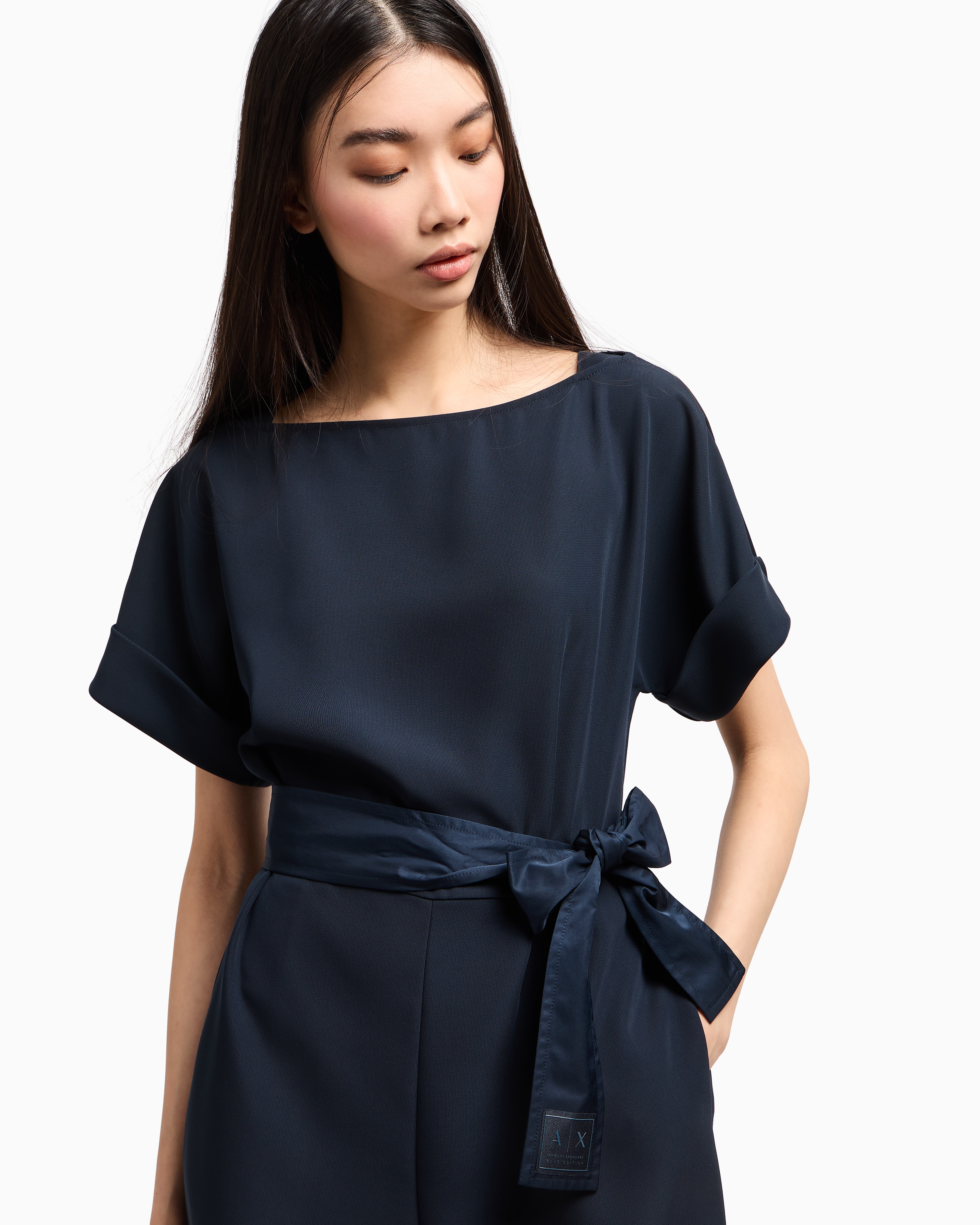 Armani Exchange - ASV Belted Jumpsuit, Woman, Navy_blue, Size: