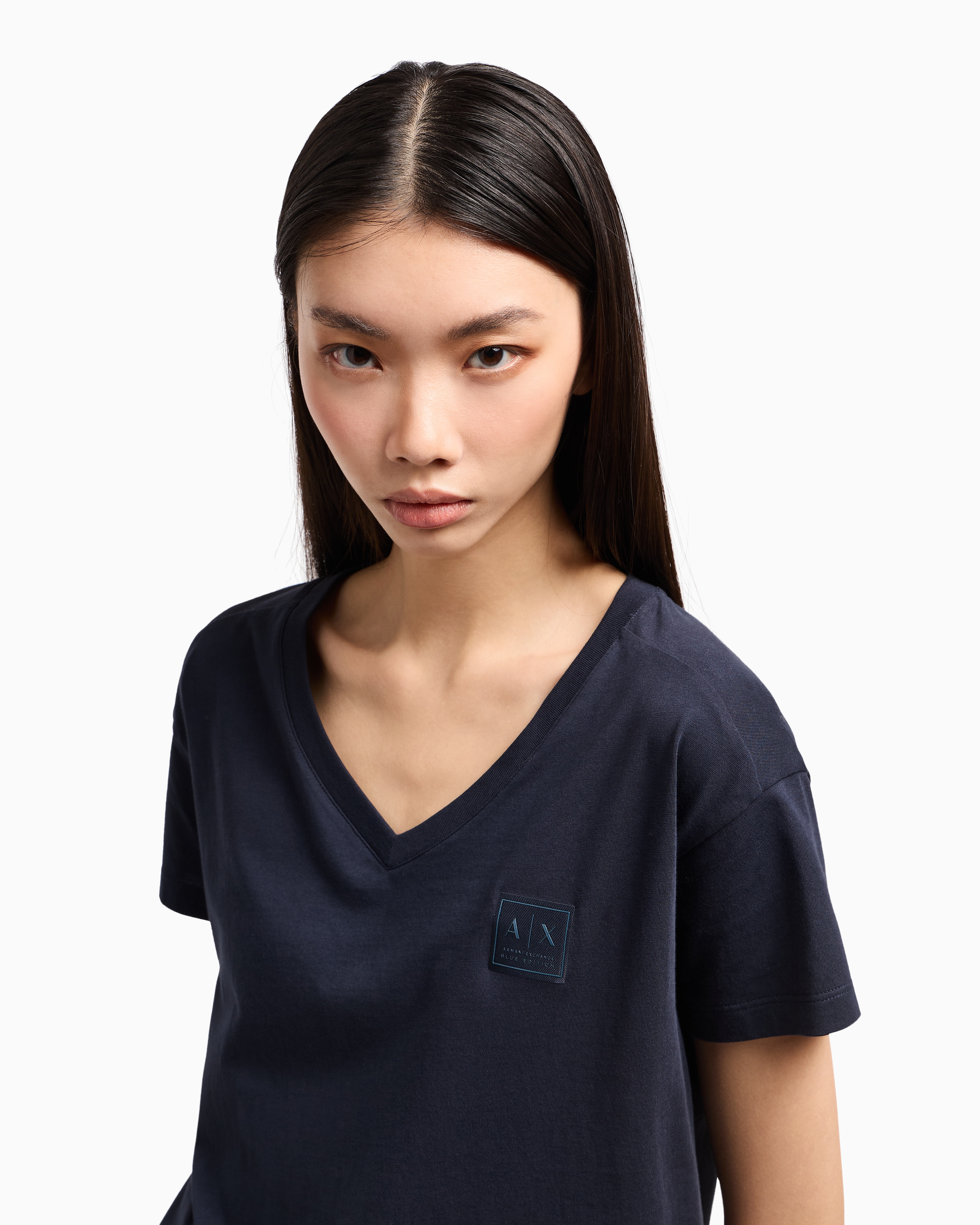 Armani Exchange - Relaxed Fit T-Shirts, Woman, Navy Blue, Size: