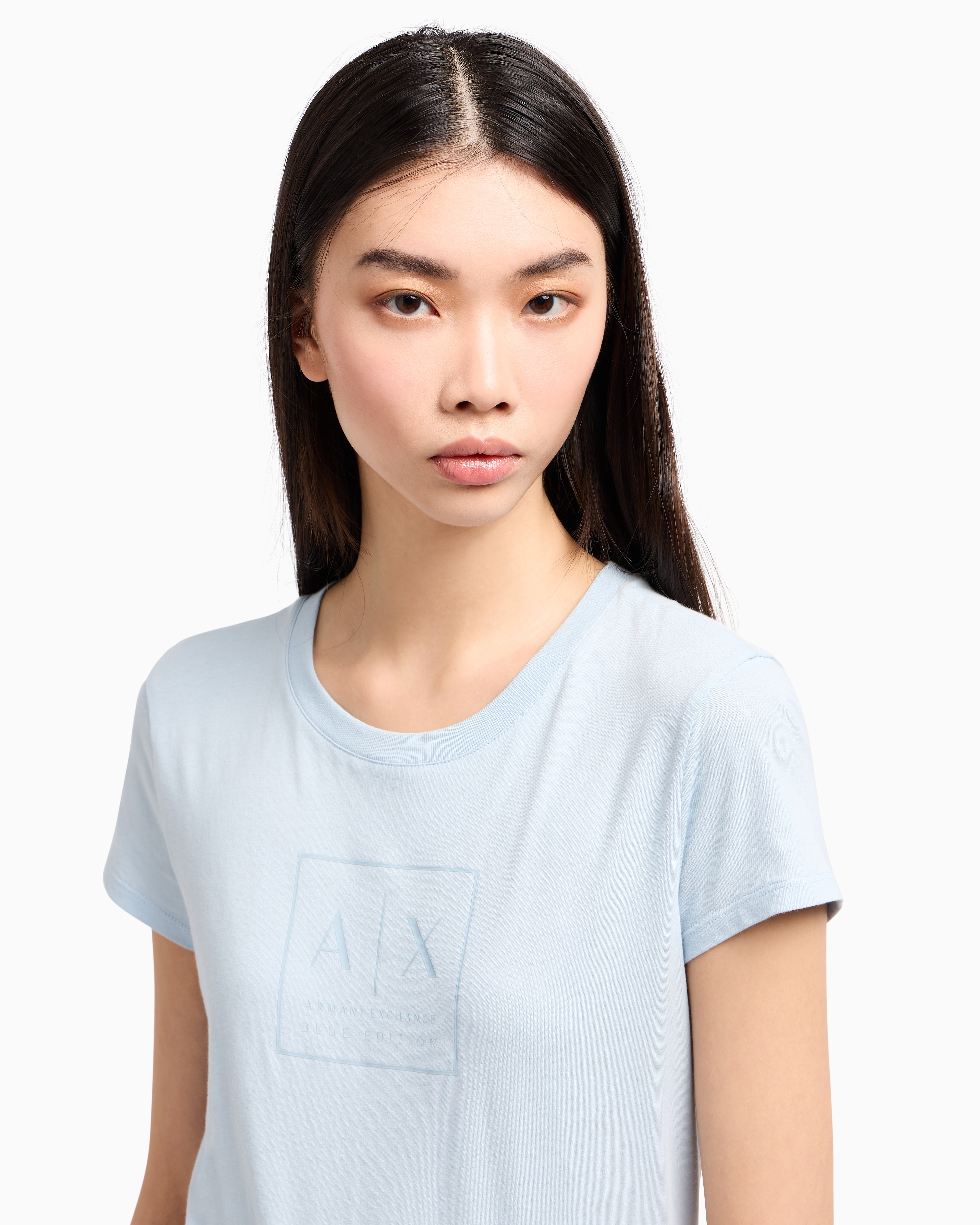 Armani Exchange Slim Fit T-shirts In Light Blue