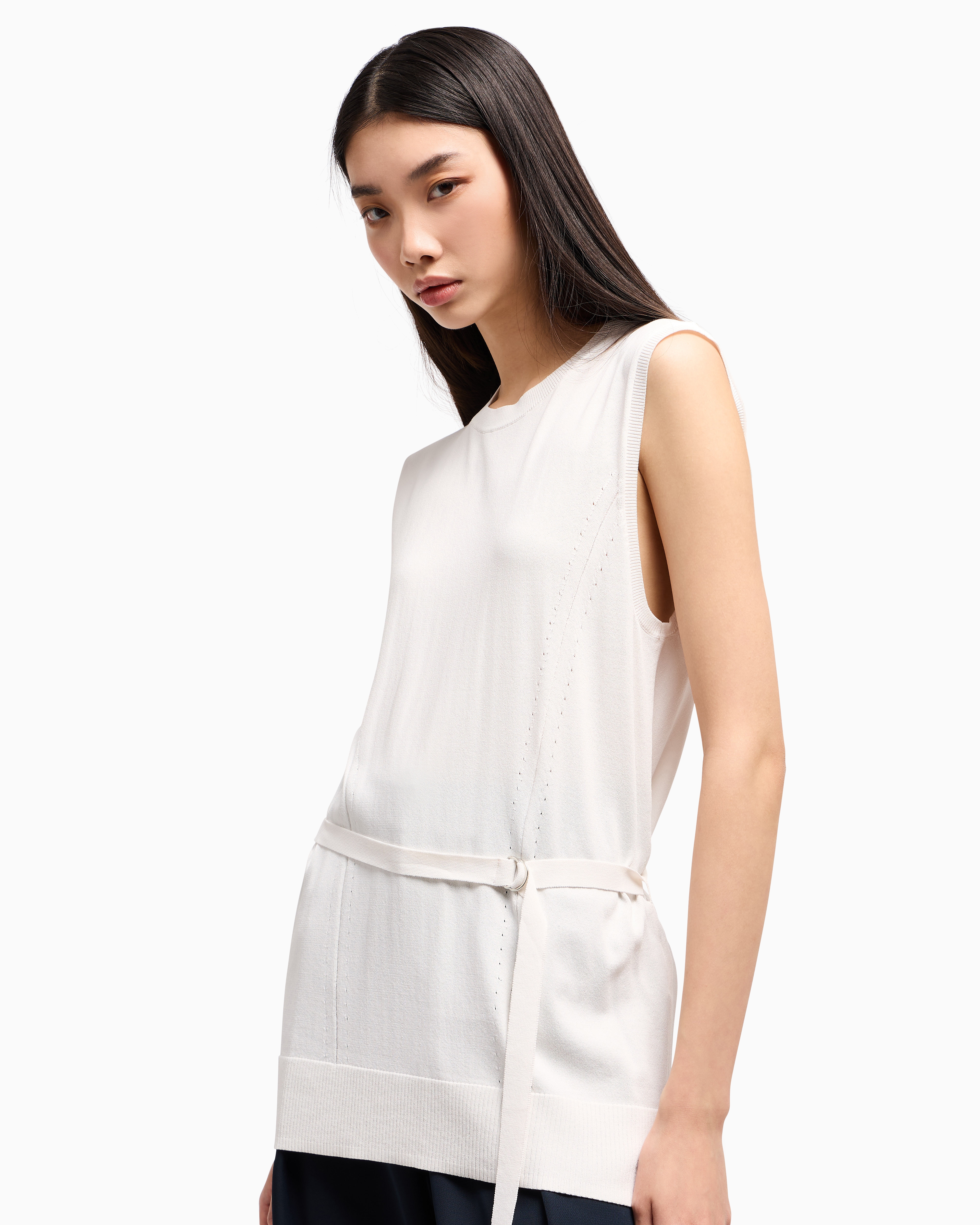 Armani Exchange - Top with belt, Woman, White, Size: