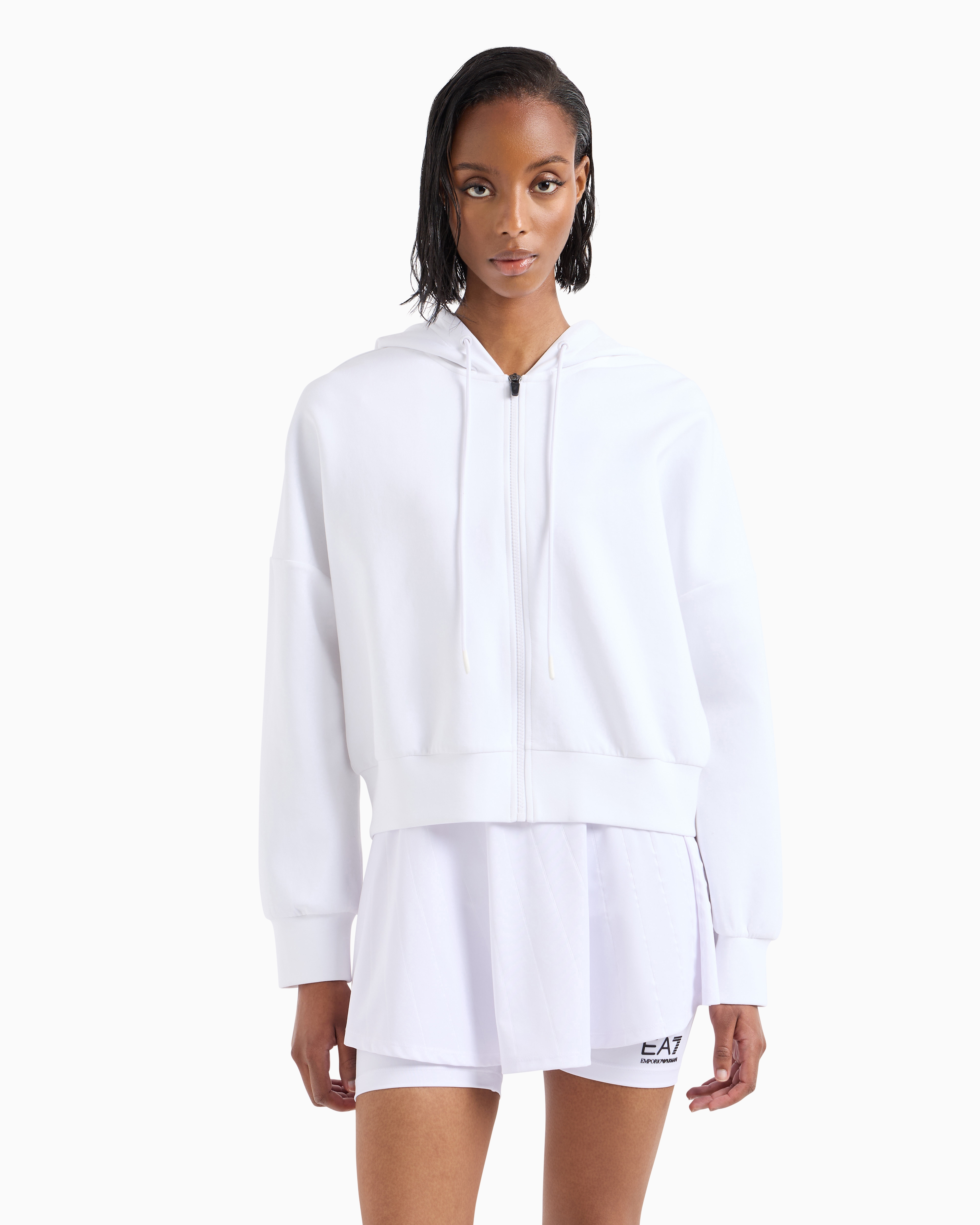 Ea7 Zip-up Sweatshirts In White