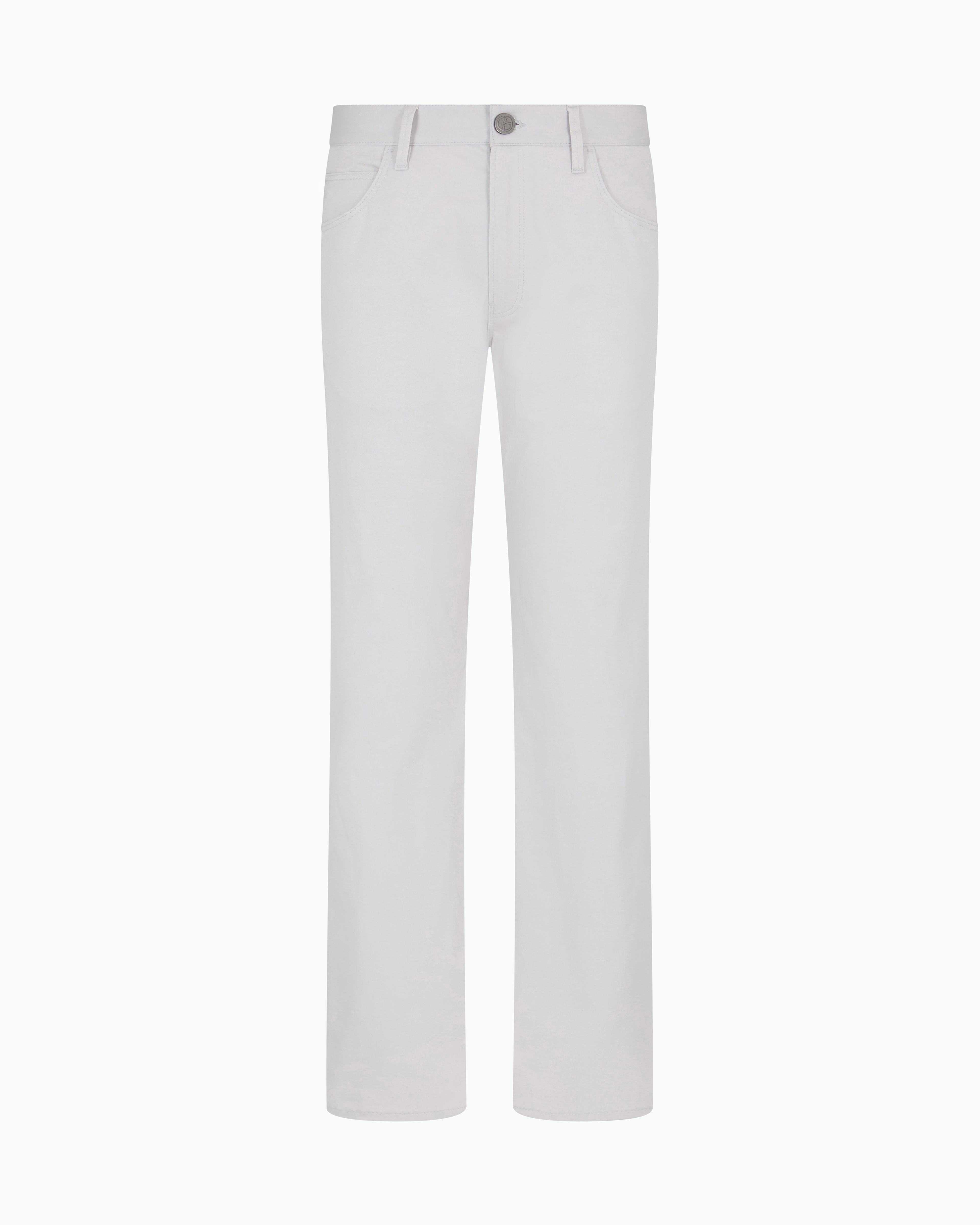 Giorgio Armani Stretch-cotton, Regular-fit, Five-pocket Trousers In Grey