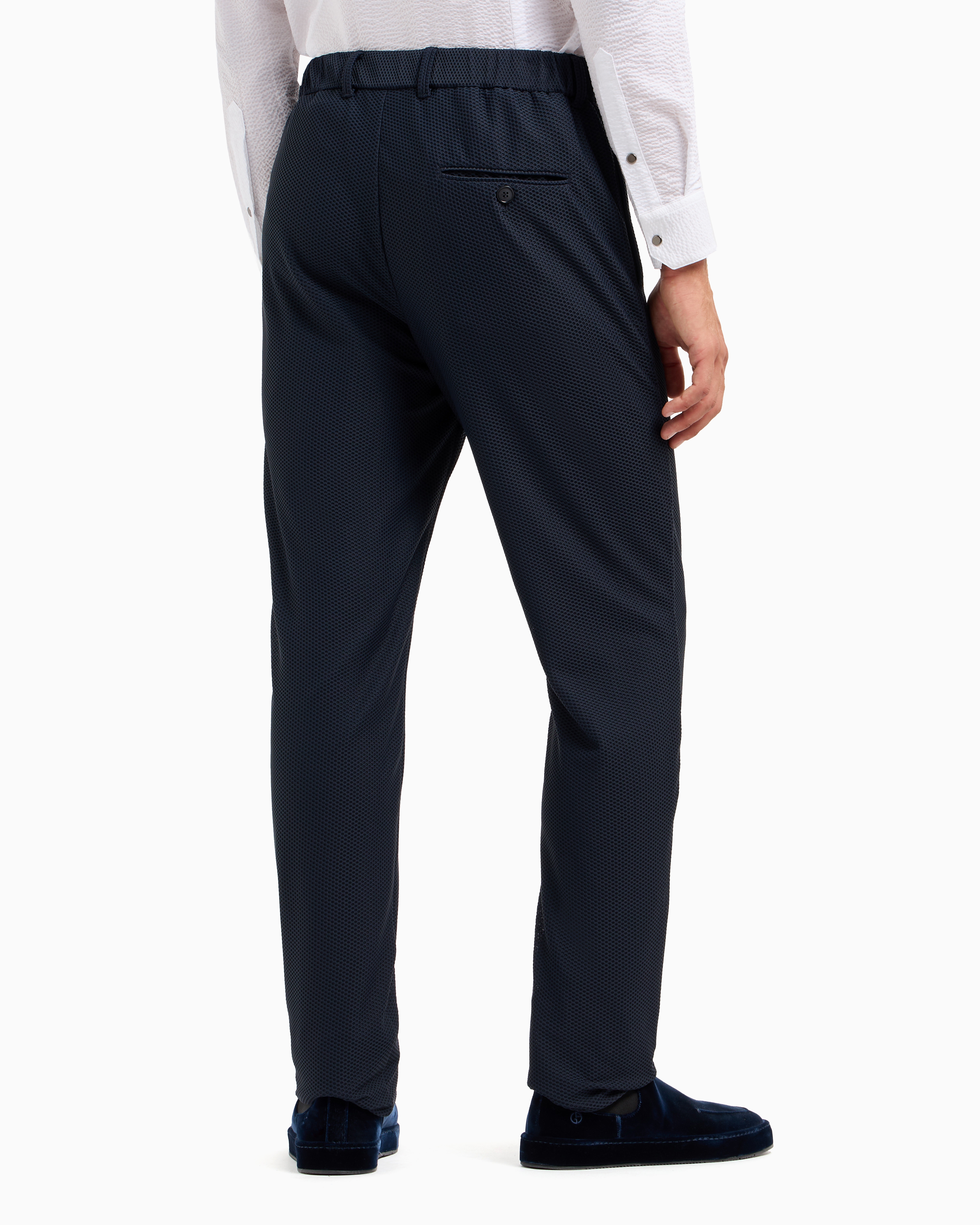スラックス GIORGIO ARMANI Men Straight Pants GM001625 TE10954 UB115 Blu Technical waffle flat-front trousers | Giorgio Armani