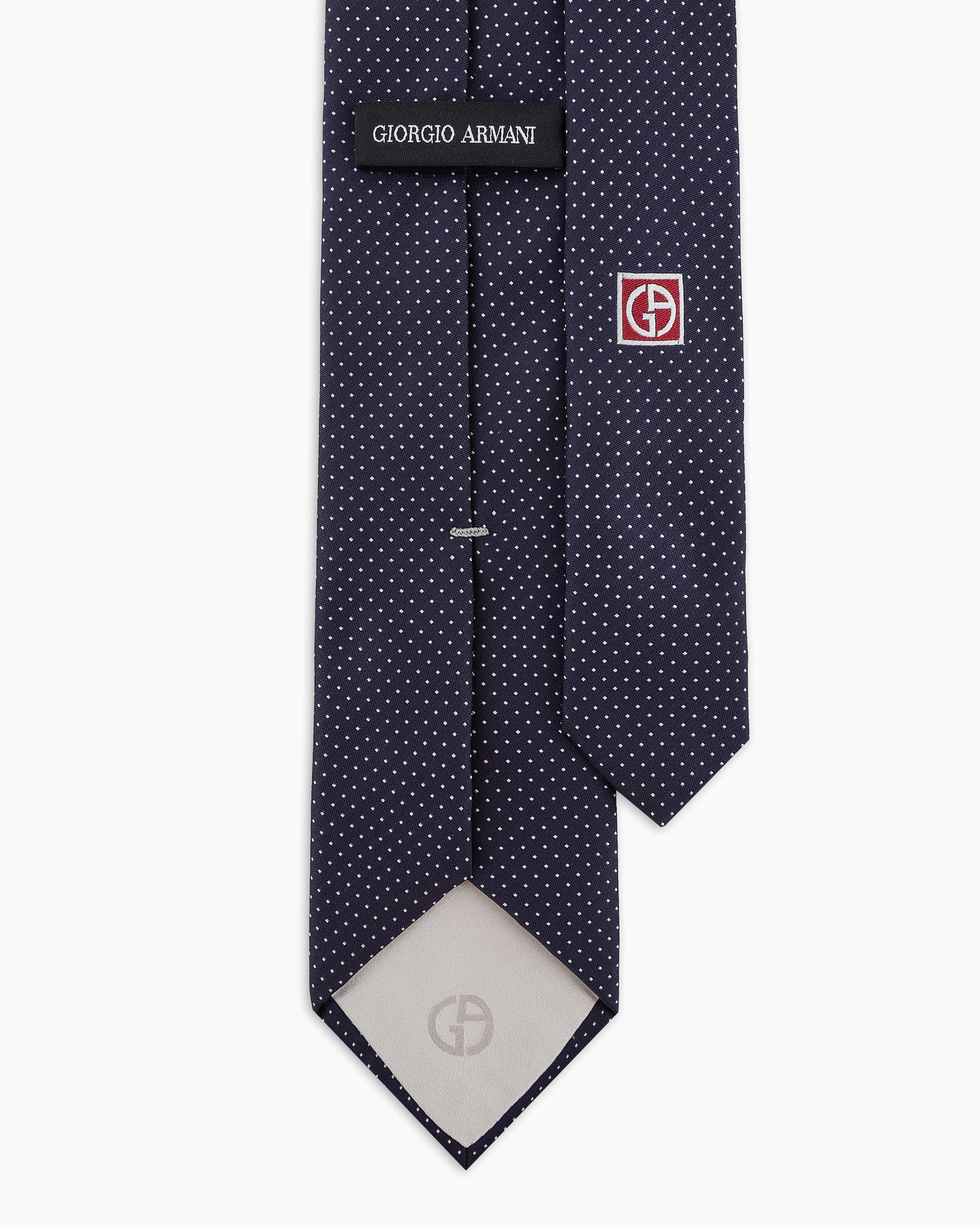 Pure silk tie with micro polka-dot jacquard | Giorgio Armani