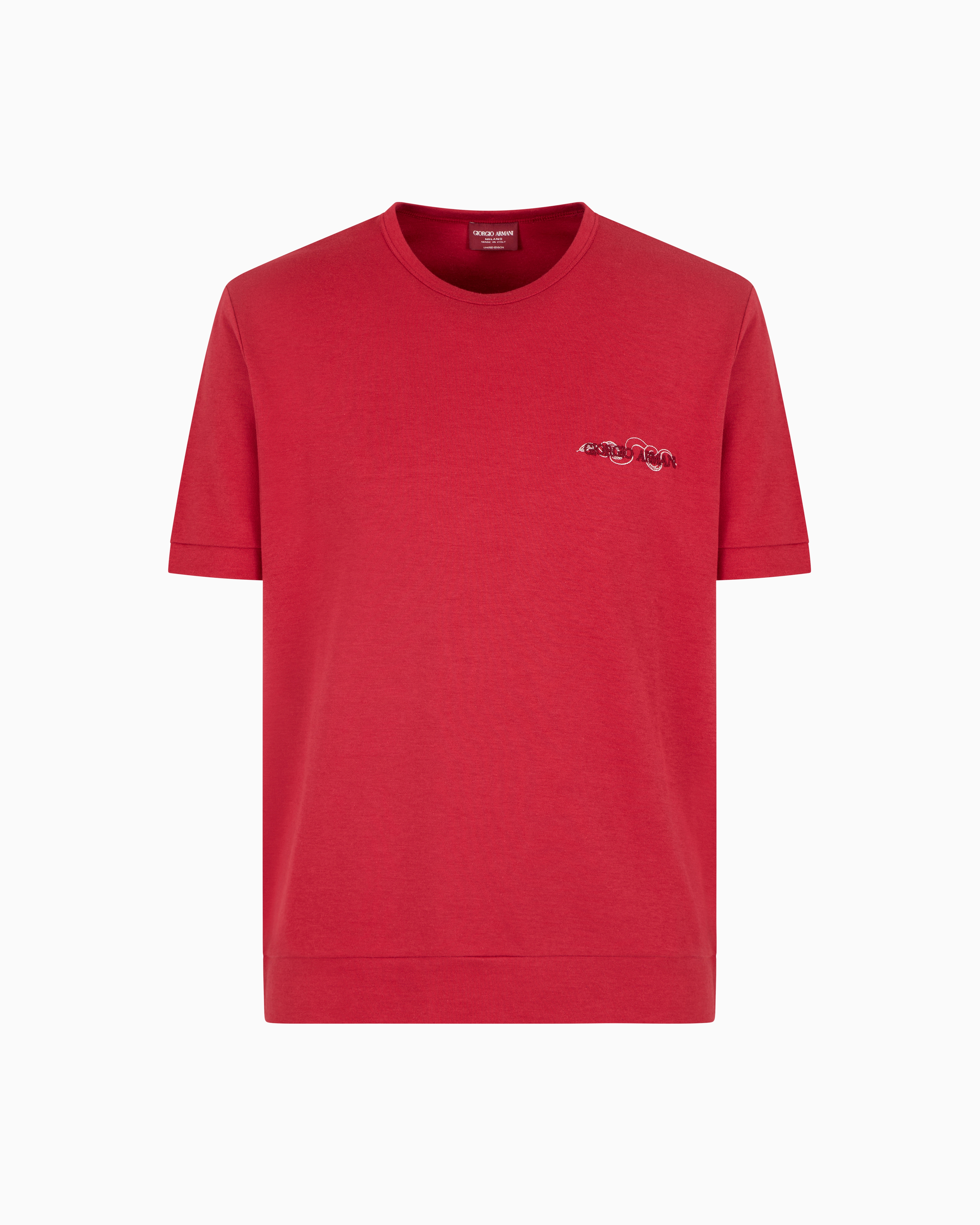 Giorgio Armani T-shirt Mit Rundhalsausschnitt Aus Baumwolle Und Seide Zum Mondneujahr In Rot