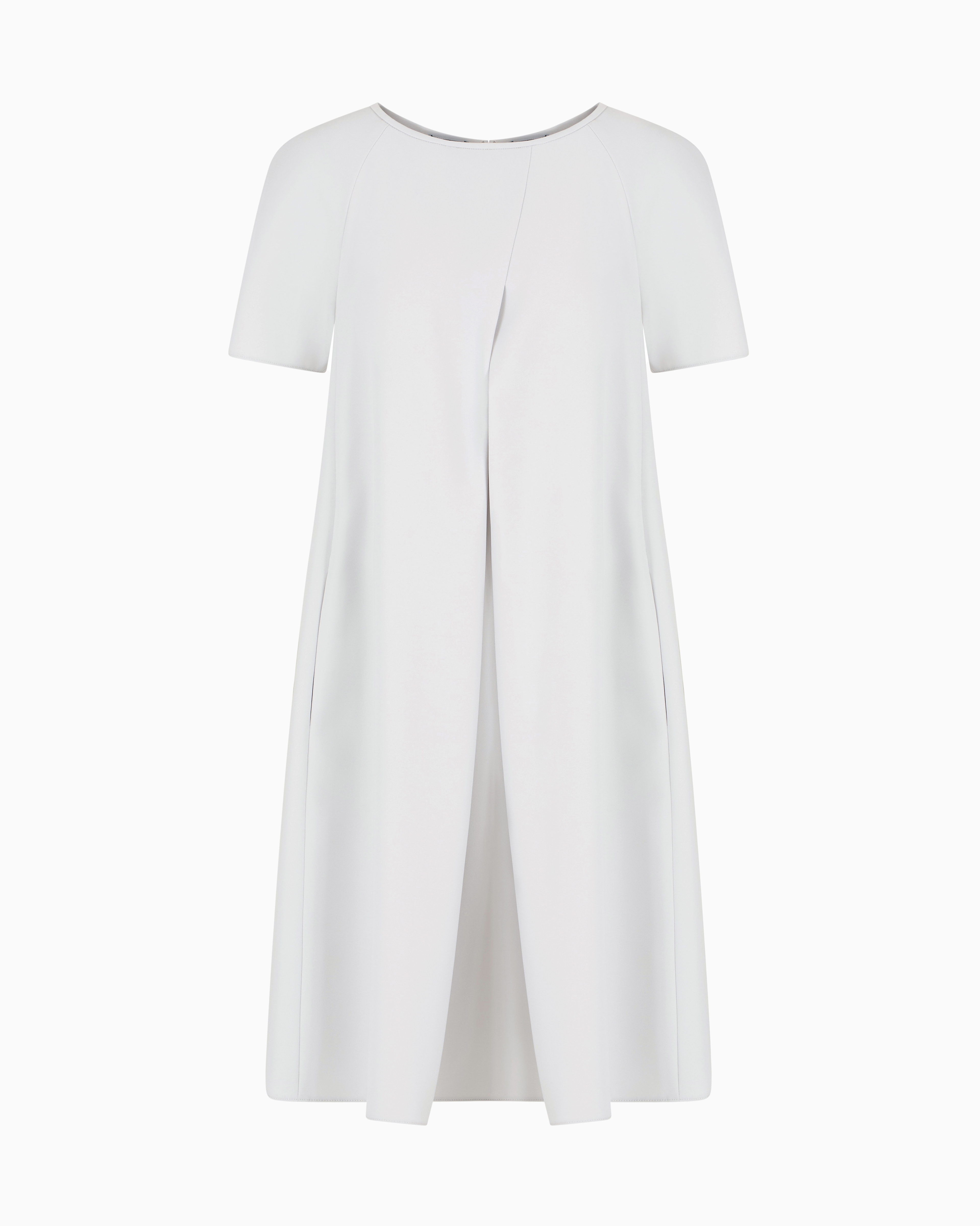 Emporio Armani Techno Cady Flared Dress With Oversized Godet Pleat In Grey
