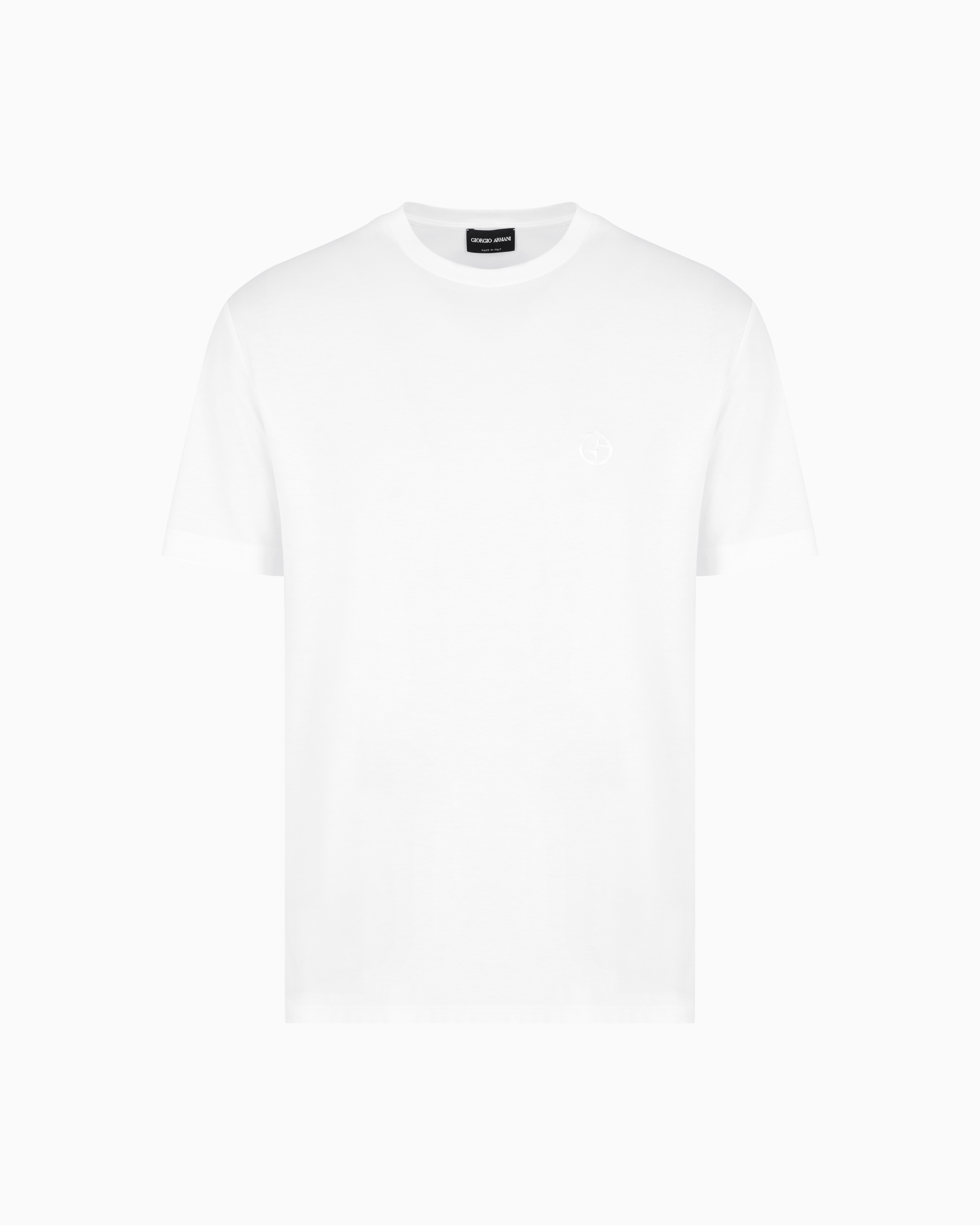 GIORGIO ARMANI COTTON-INTERLOCK T-SHIRT WITH EMBROIDERED LOGO