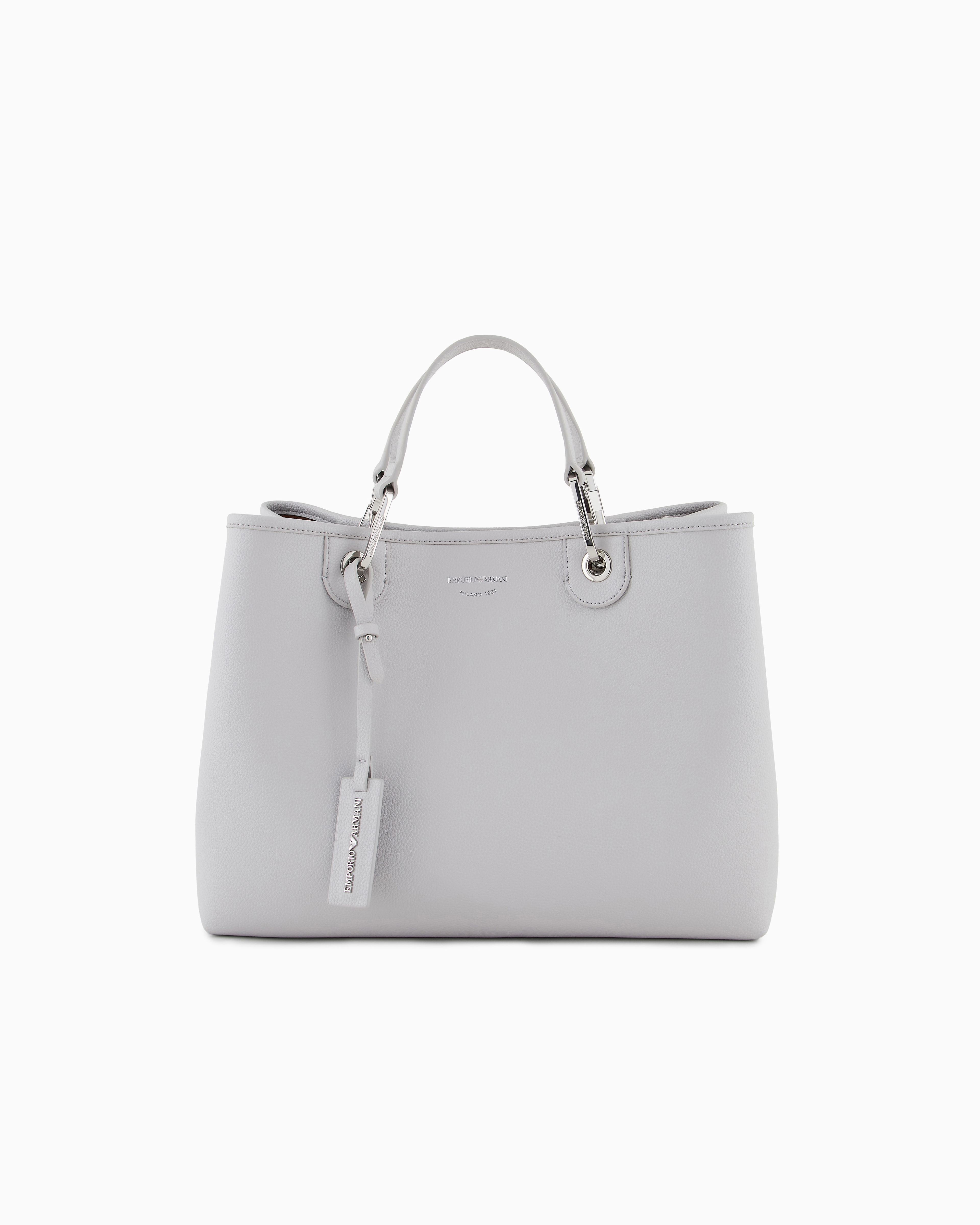 Emporio Armani Medium Myea Shopper Bag With Deer Print In Grey