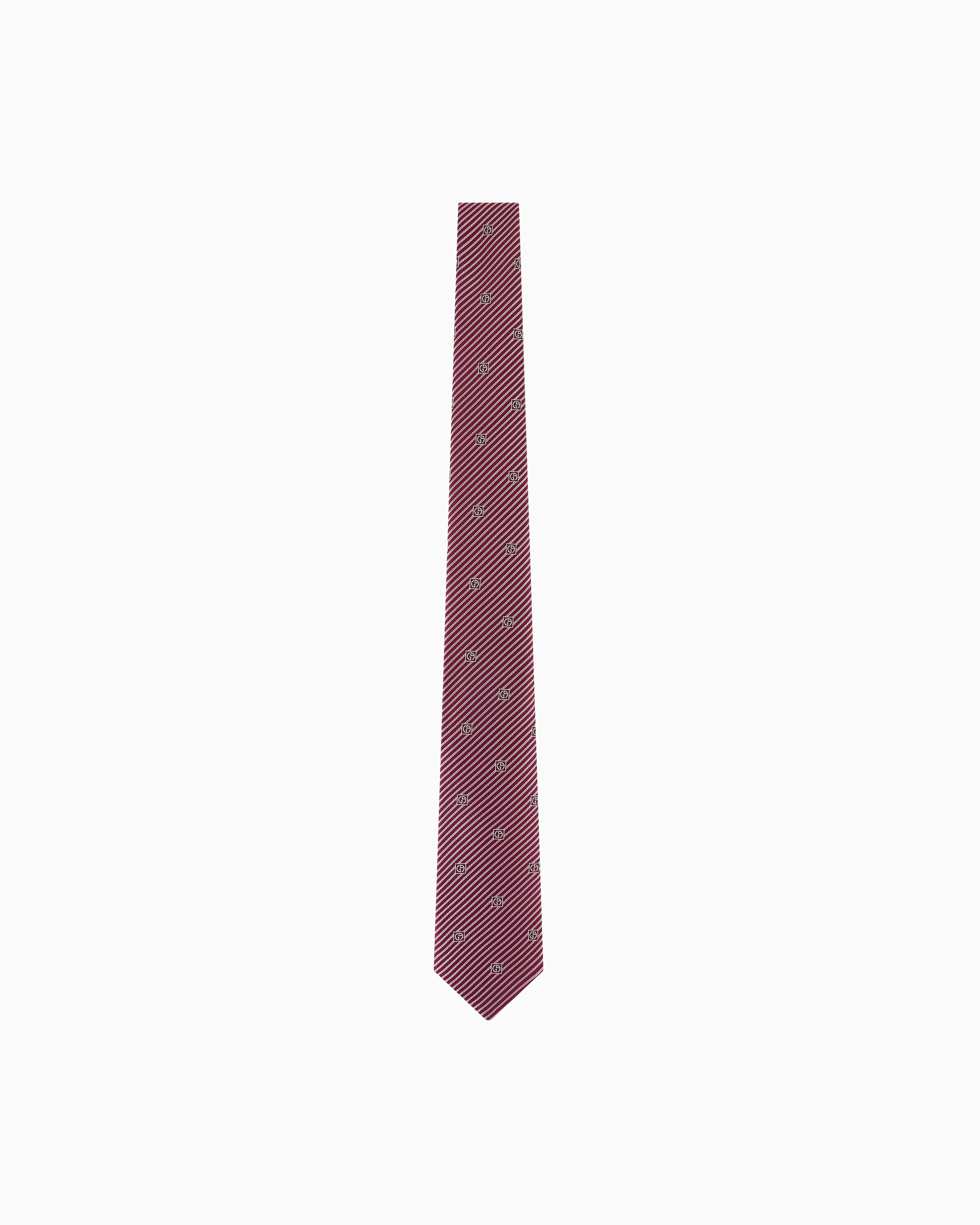Giorgio Armani Pure Silk Tie With Jacquard Stripes In Burgundy