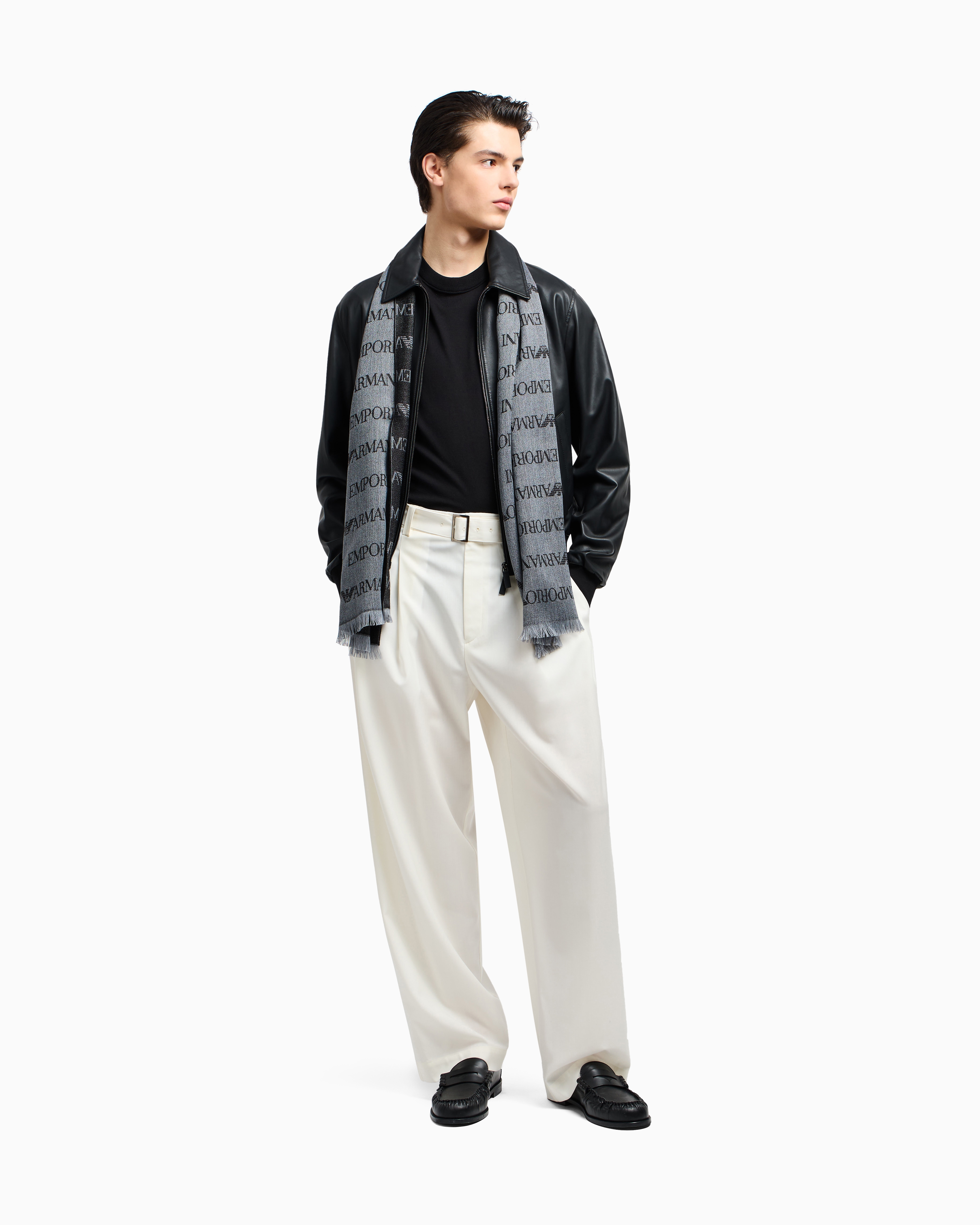 Emporio Armani Asv Lyocell-blend Plain-knit Jumper In Black