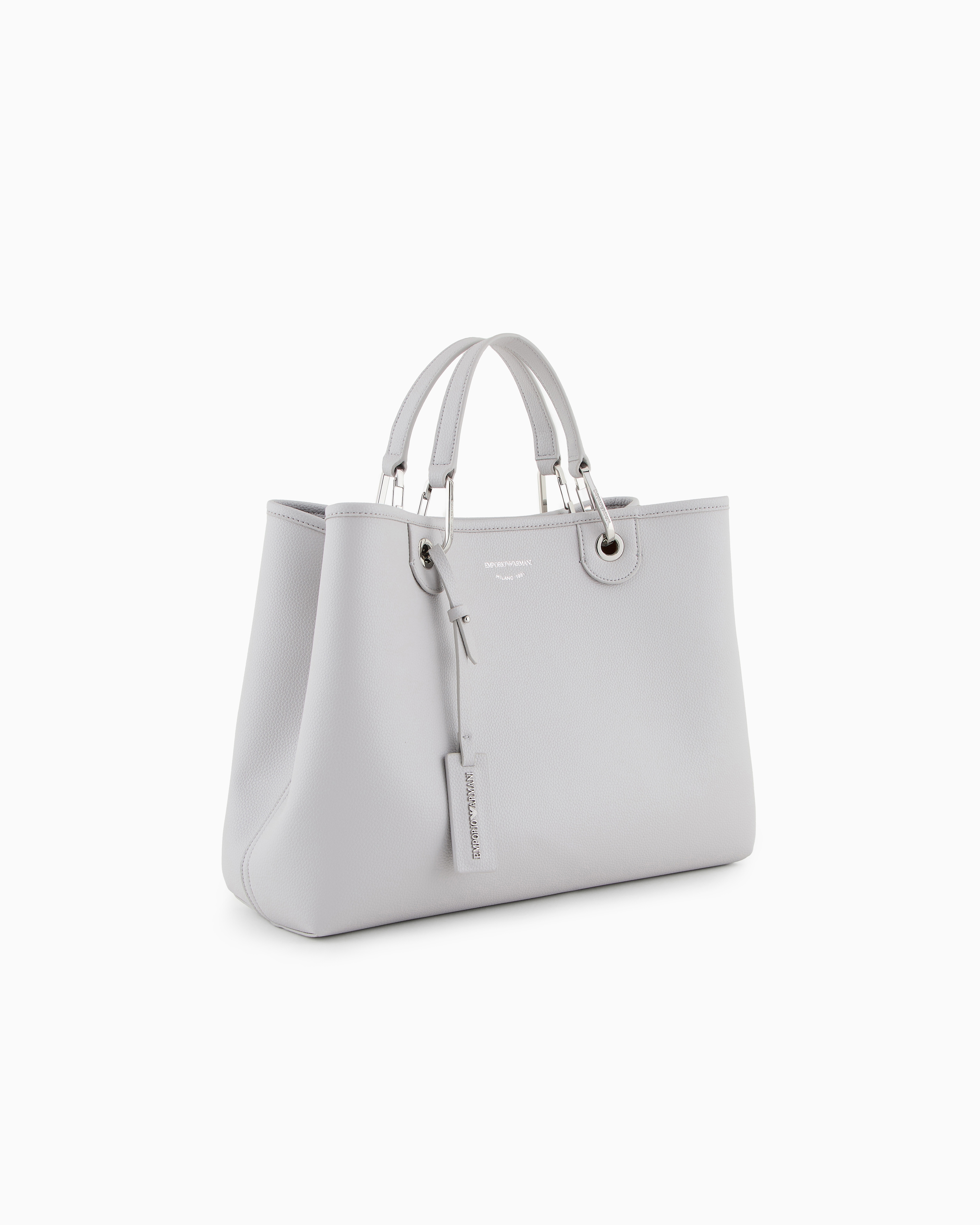 Emporio Armani Medium Myea Shopper Bag With Deer Print In Grey