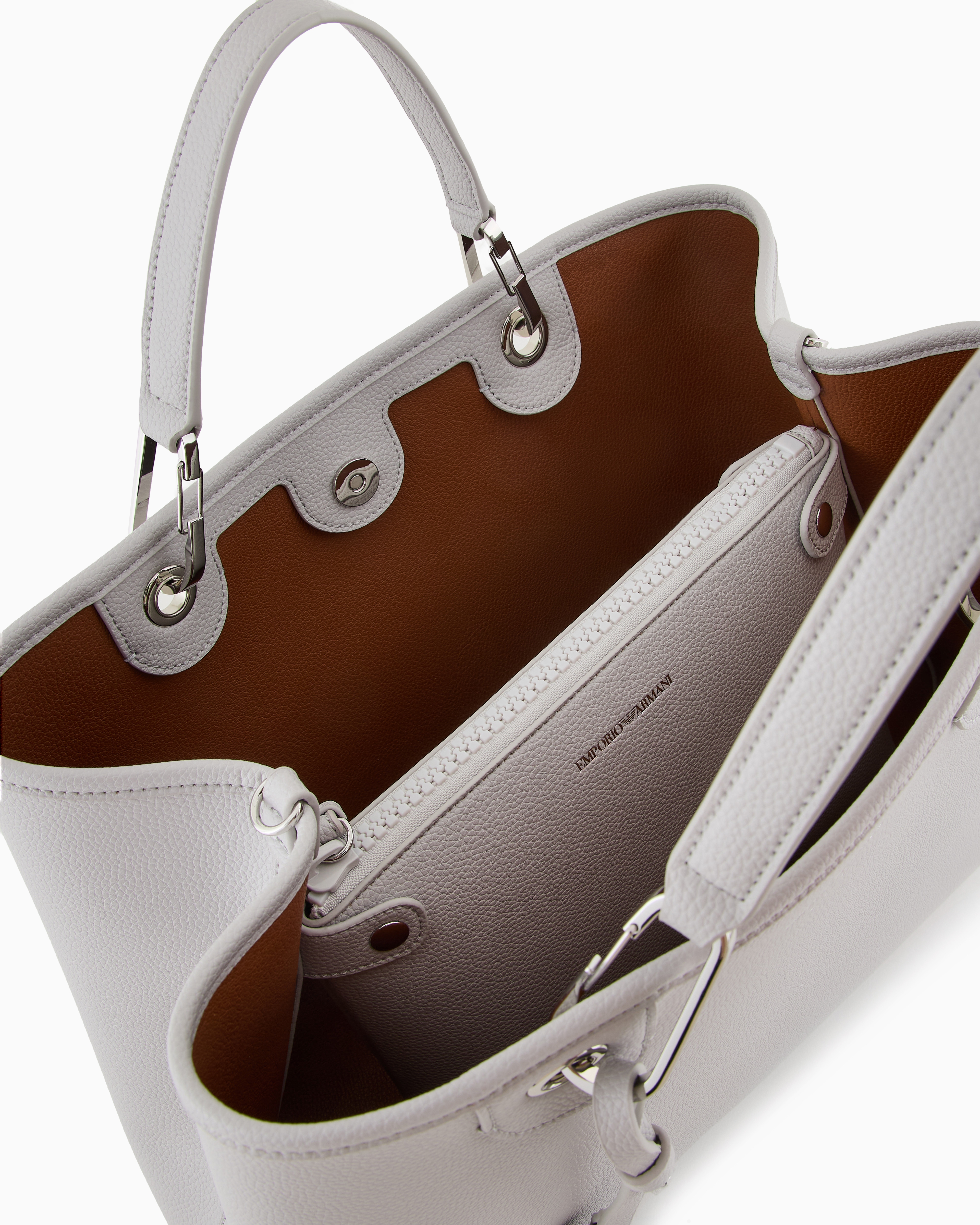 Emporio Armani Medium Myea Shopper Bag With Deer Print In Grey