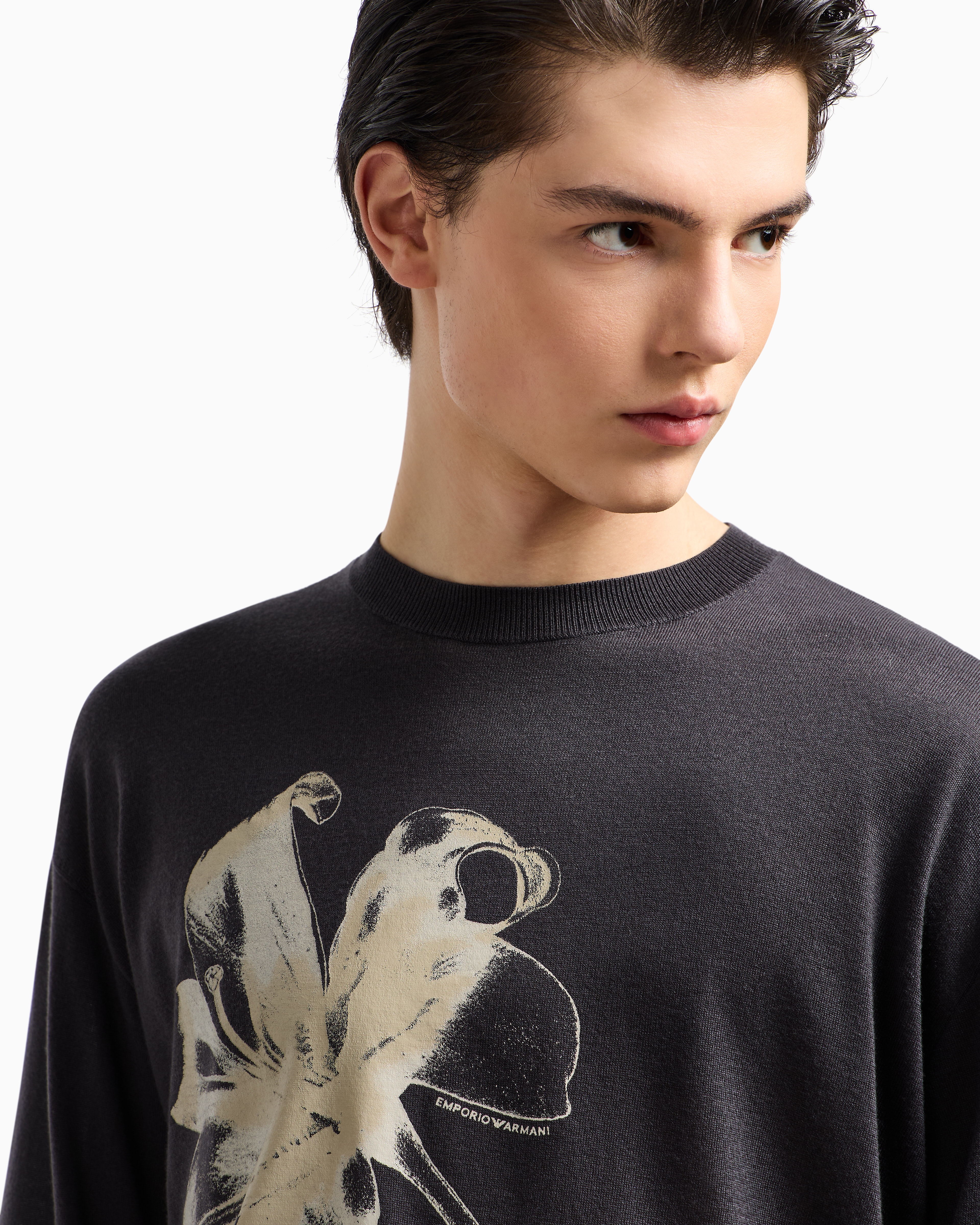 トップス EMPORIO ARMANI archive knit EMPORIO ARMANI fine knit crew neck jumper black | BRAUN Hamburg
