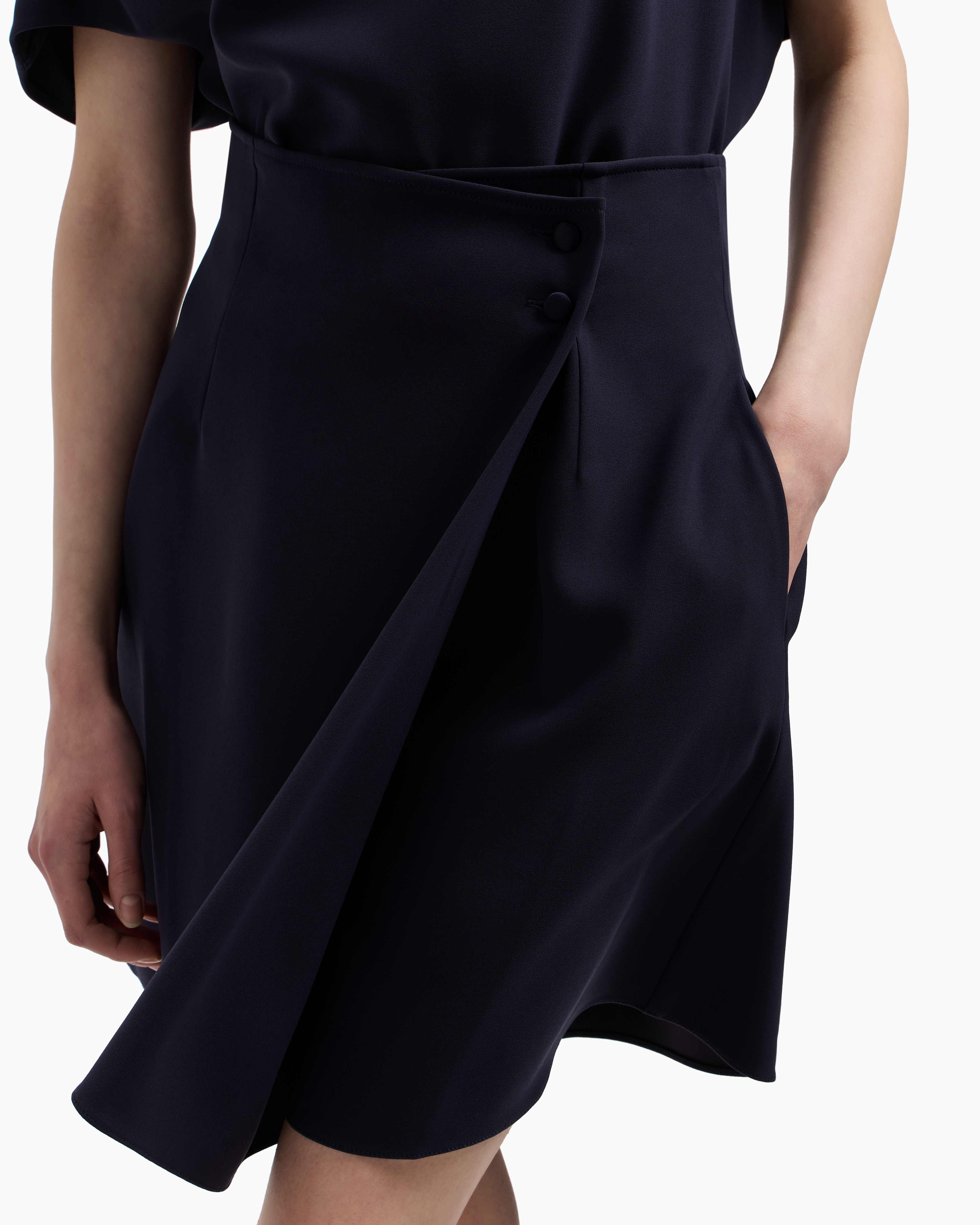 Emporio Armani Technical Cady Culottes In Navy Blue