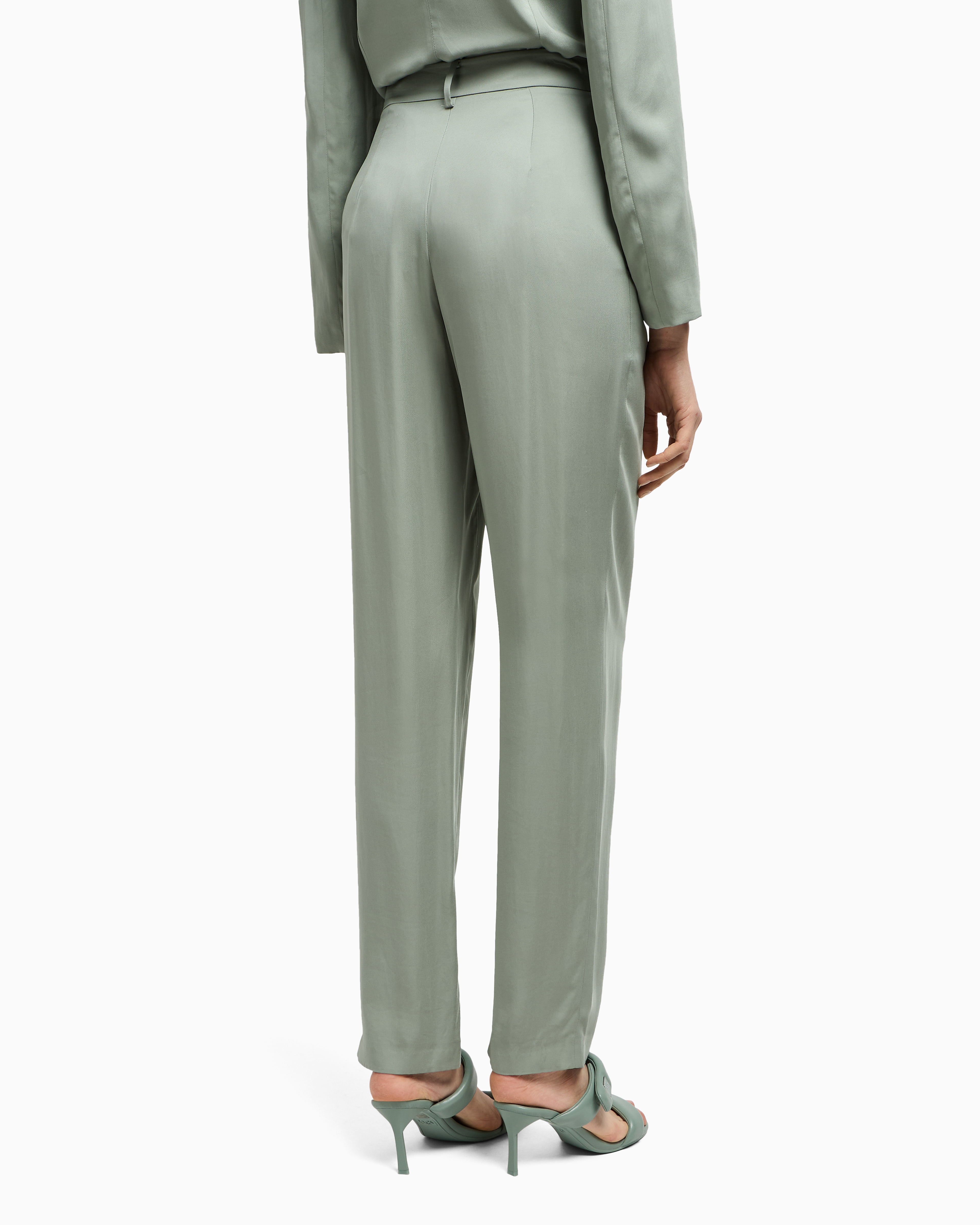 Armani Exchange - Straight viscose trousers, Woman, Green, Size: 4