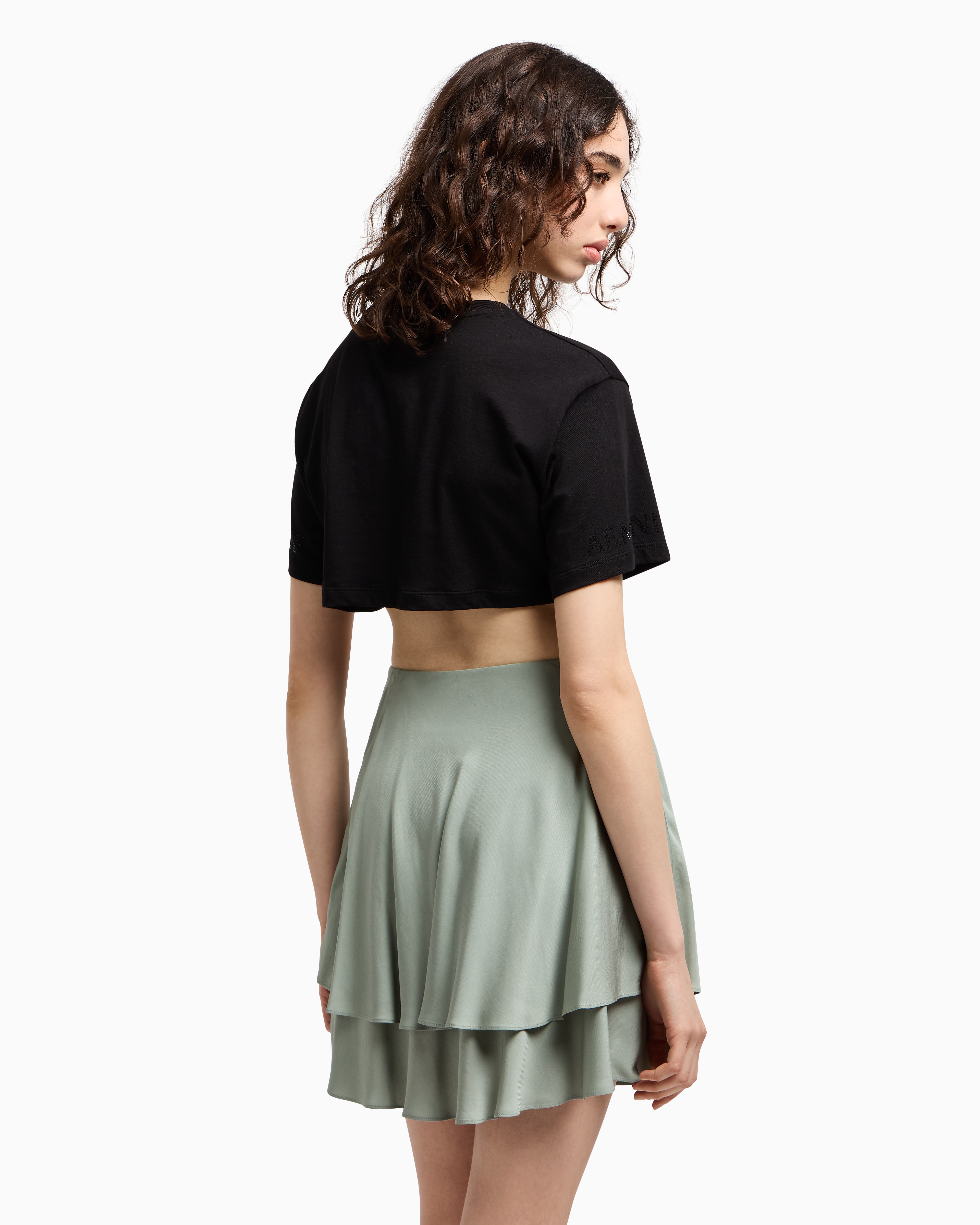 Armani Exchange - Mini skirt in flowing viscose, Woman, Green, Size: 0