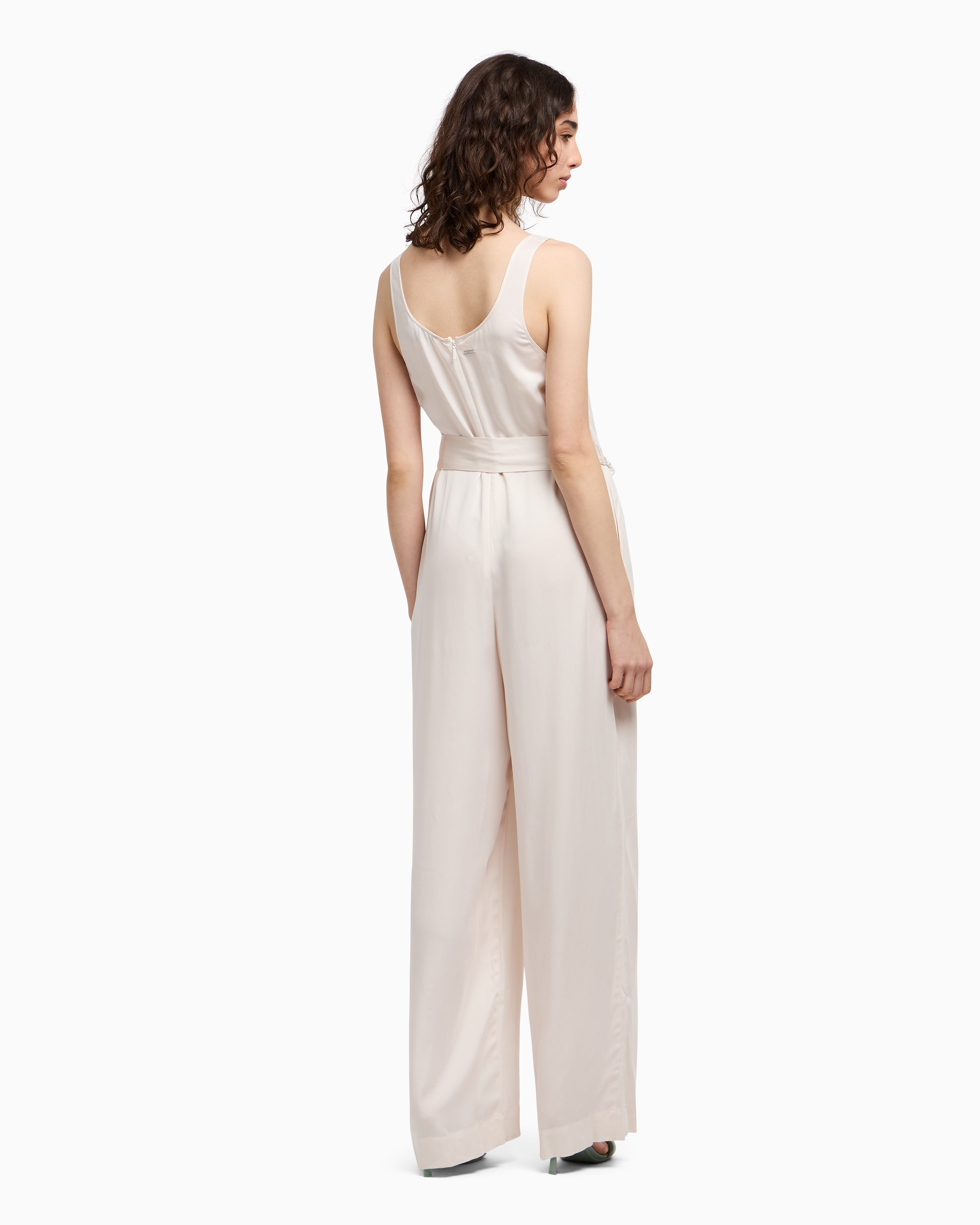 Armani Exchange Belted Jumpsuit In White
