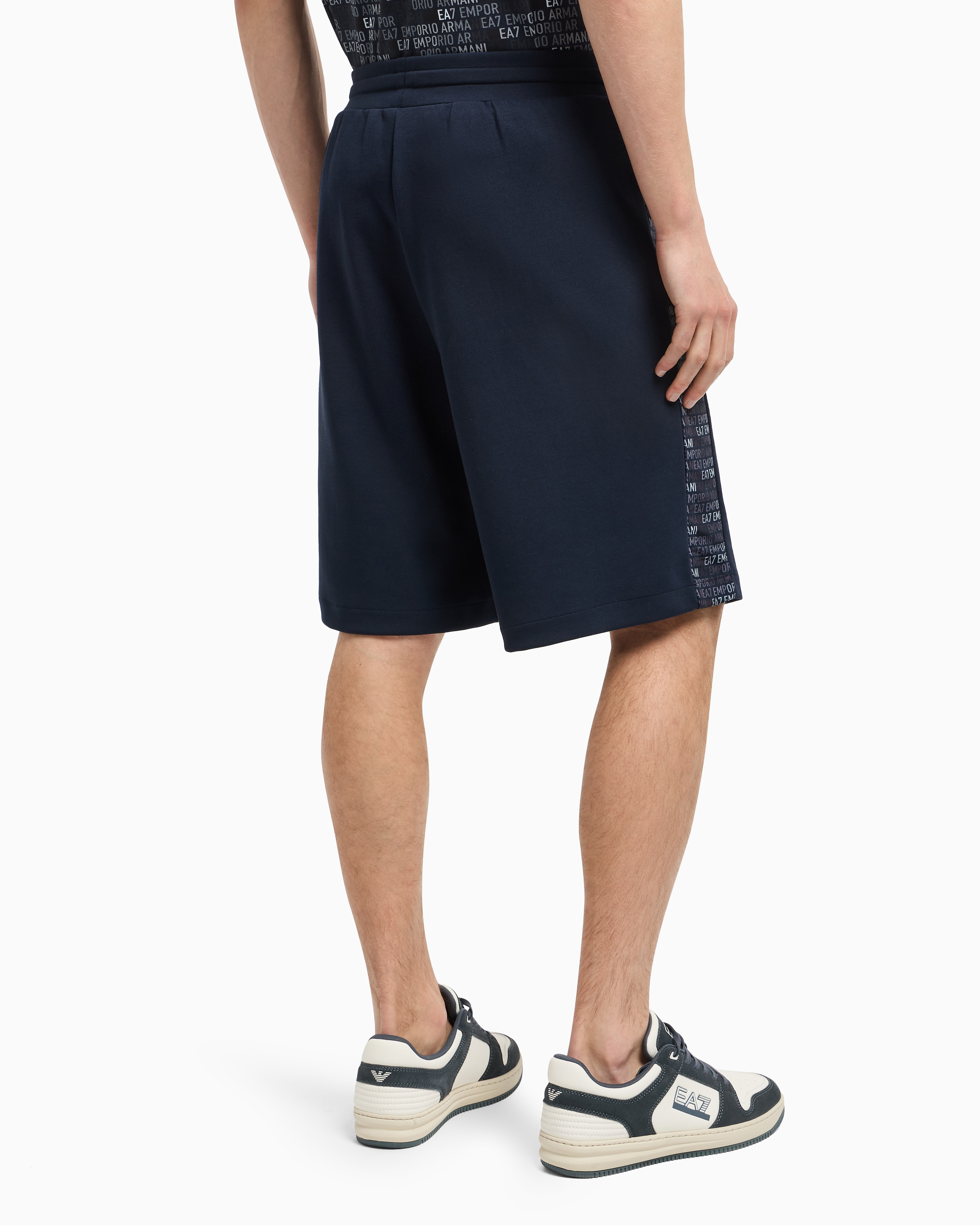 EA7 LOGO SERIES COTTON-BLEND BERMUDA SHORTS