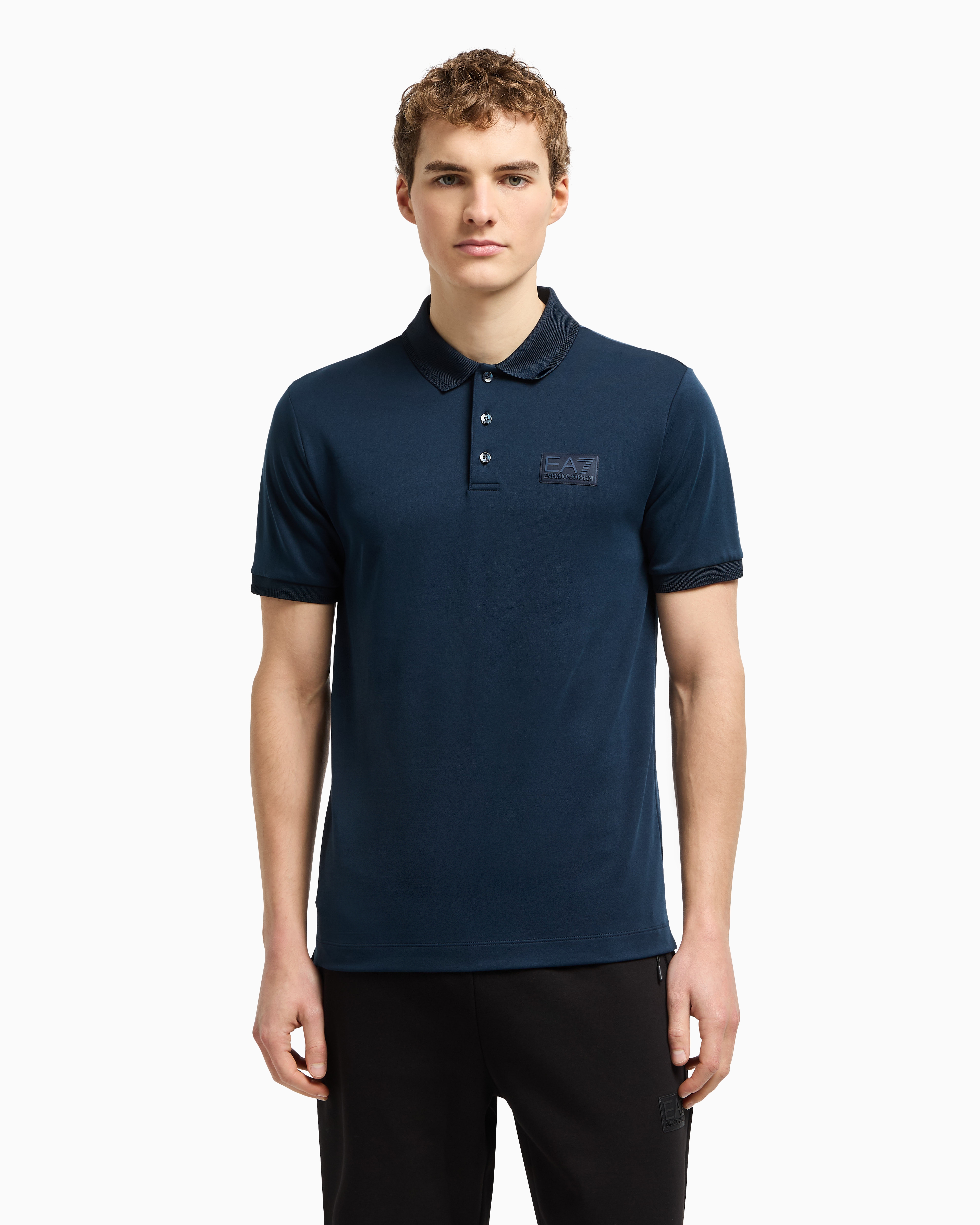 EA7 LUX IDENTITY MODAL-BLEND POLO SHIRT