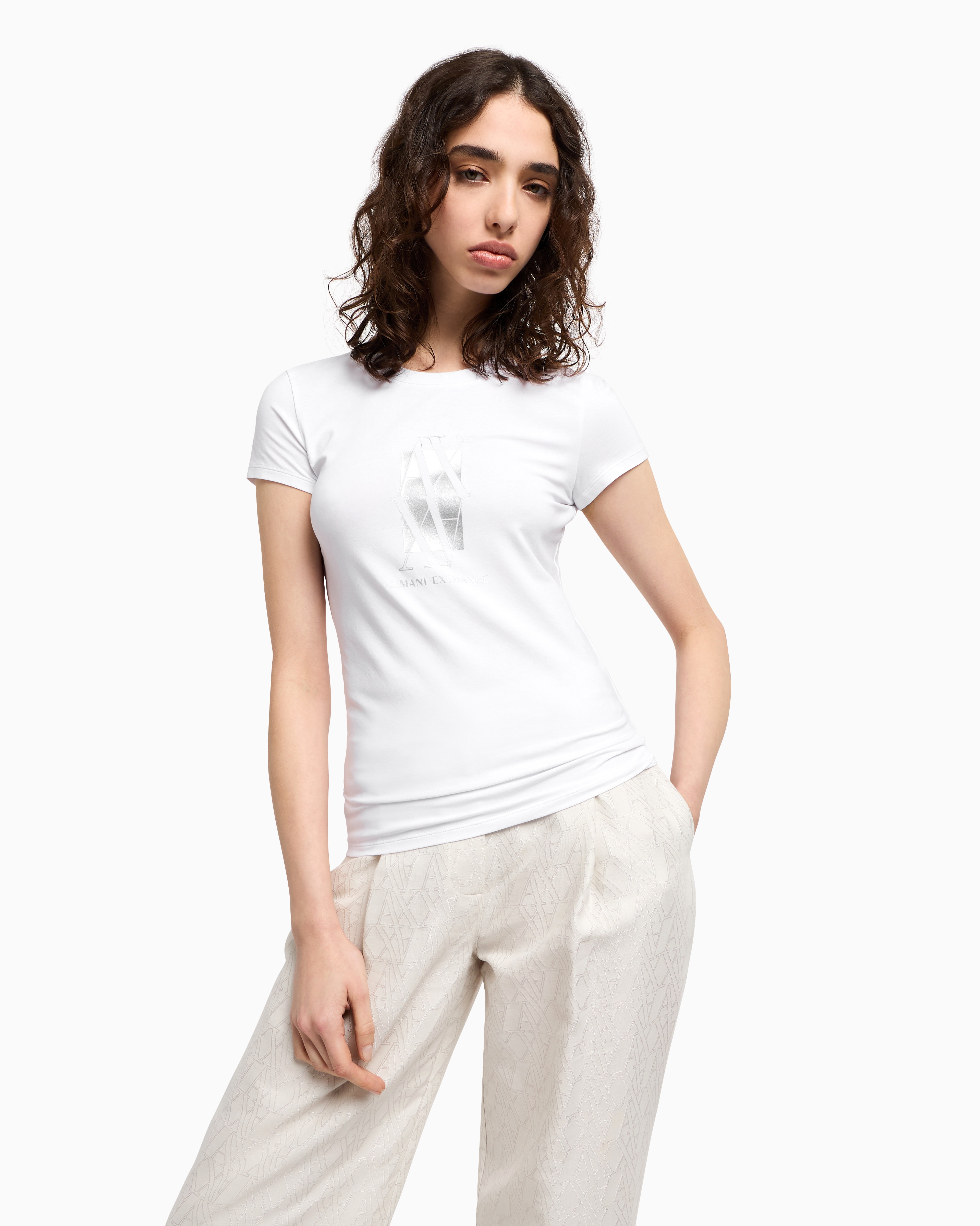 Armani Exchange Slim Fit T-shirts In White