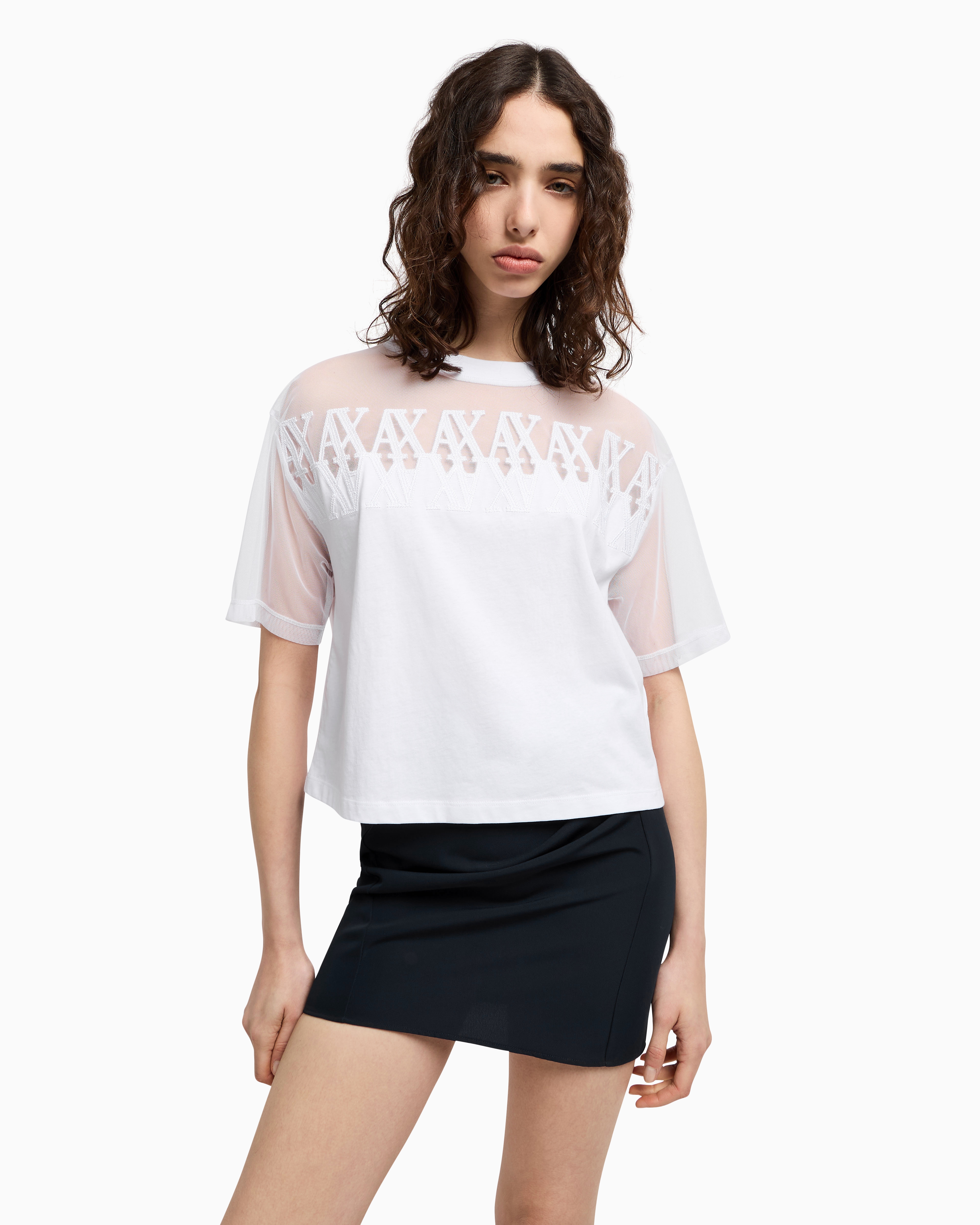 Armani Exchange Cropped T-shirts In White