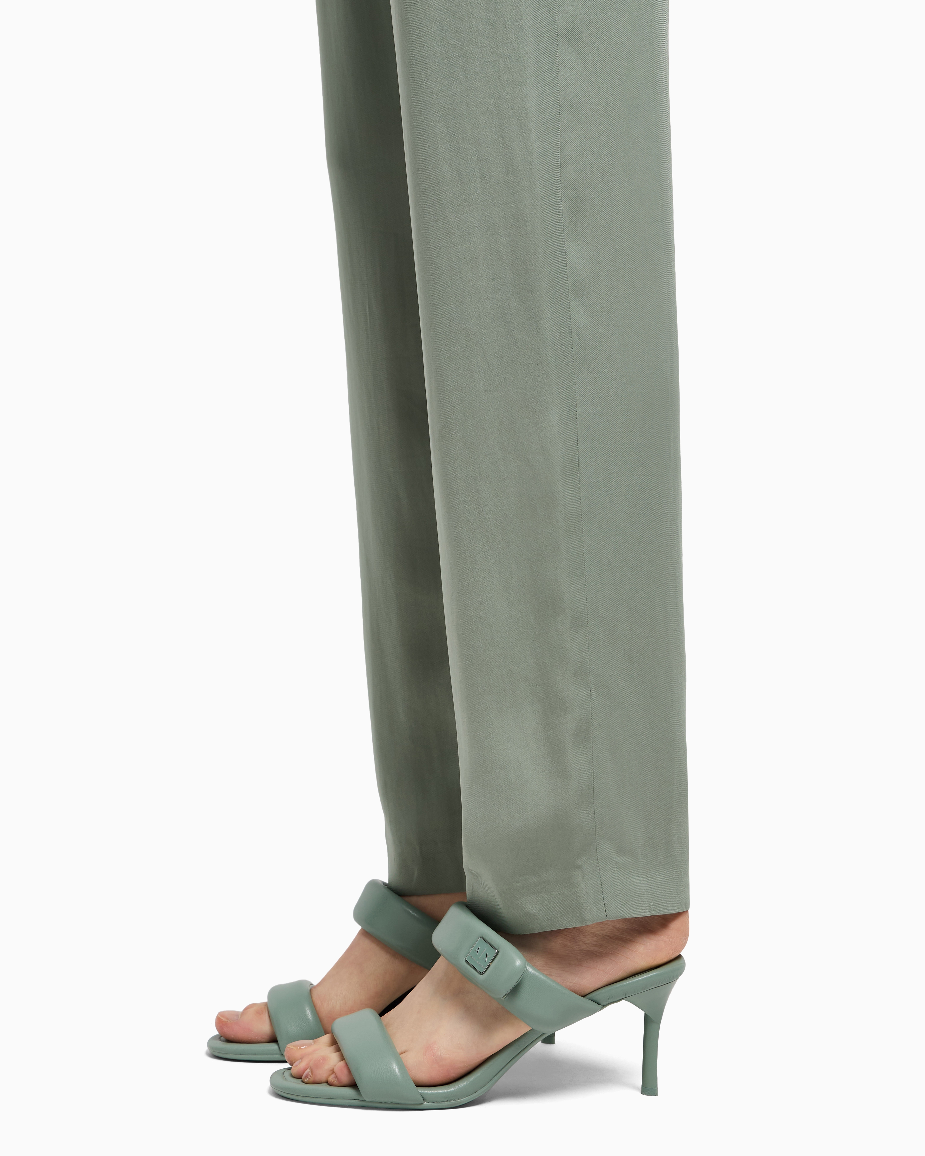 Armani Exchange - Straight viscose trousers, Woman, Green, Size: 4