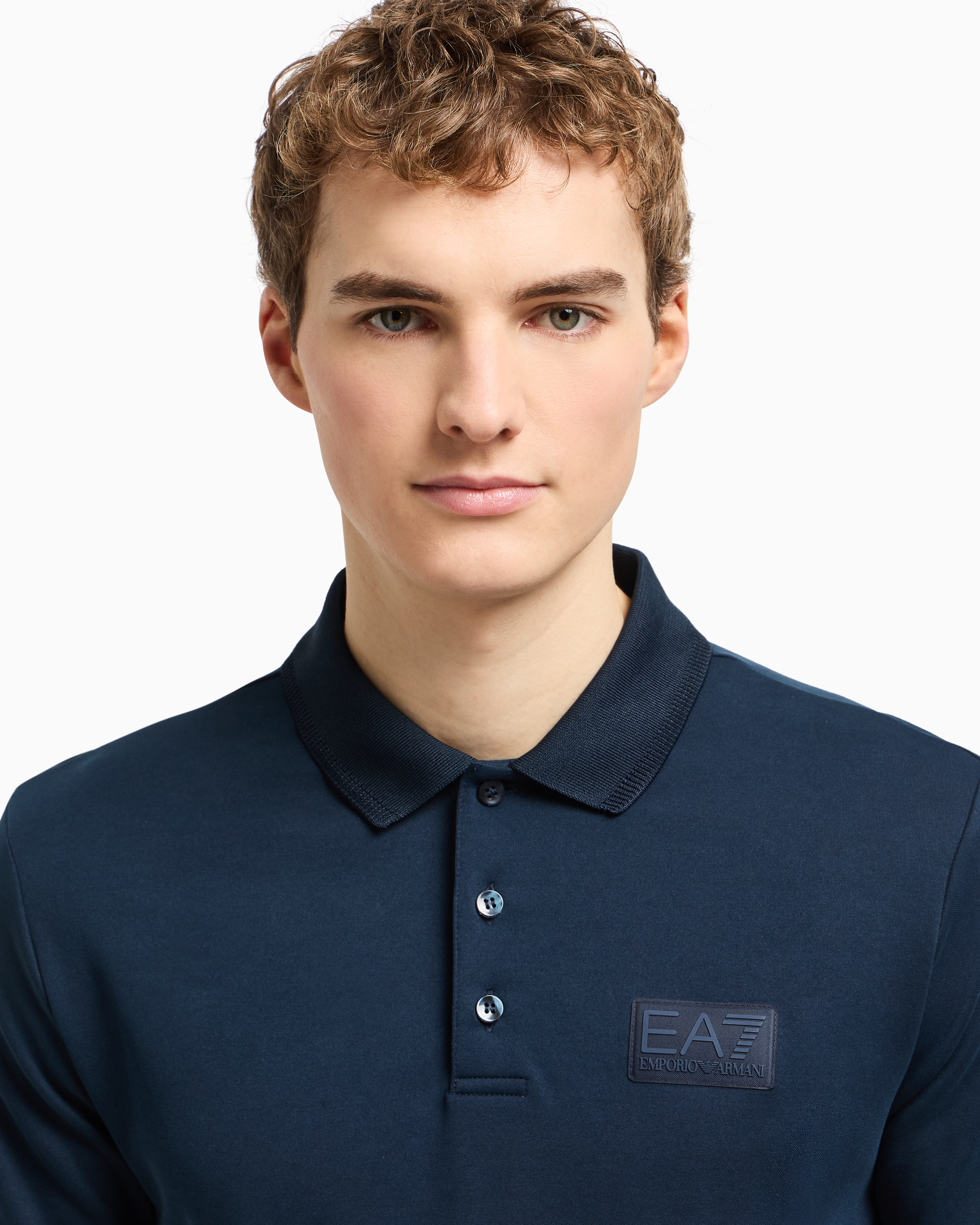 EA7 LUX IDENTITY MODAL-BLEND POLO SHIRT