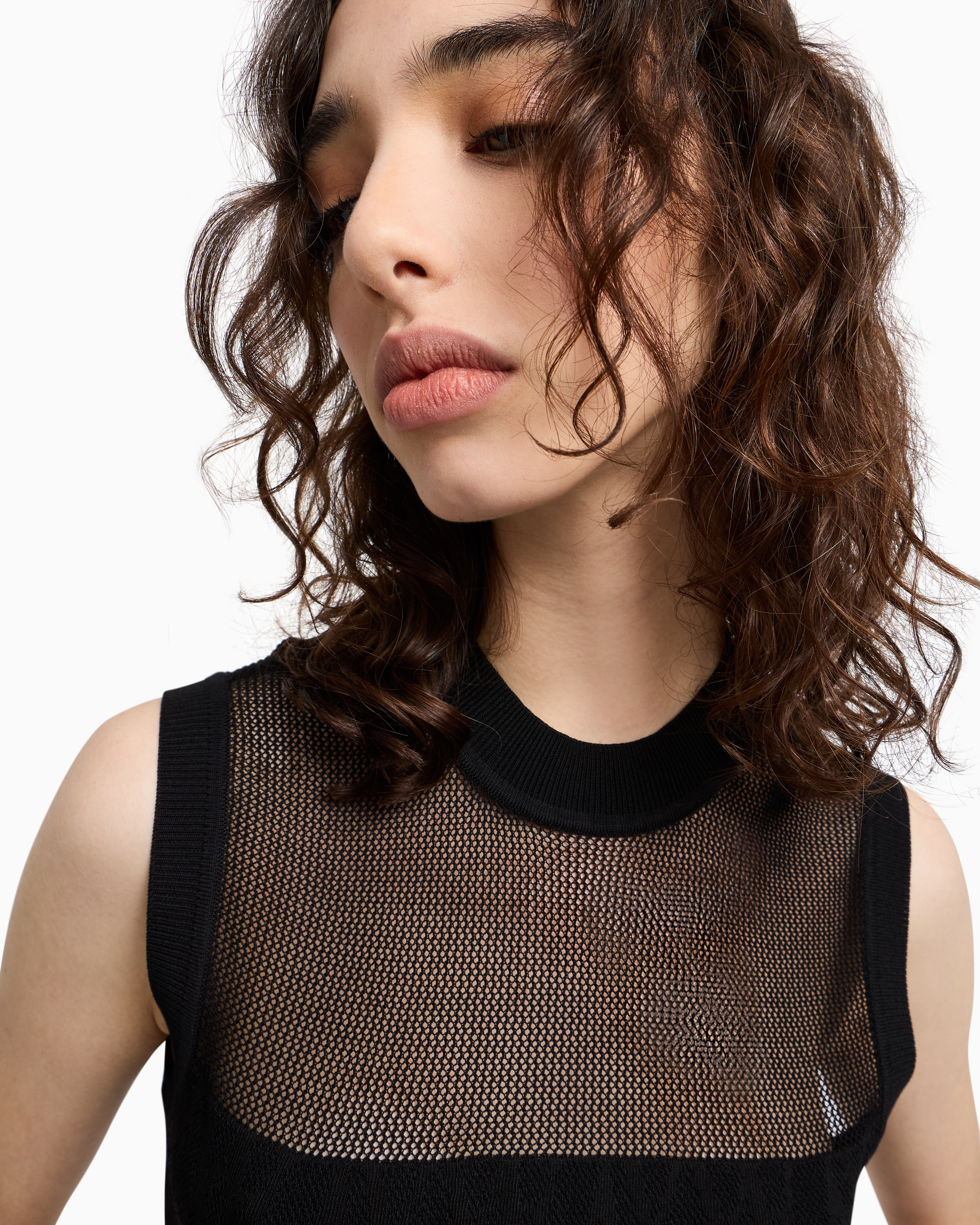 Armani Exchange - Openwork knit top, Woman, Black, Size: