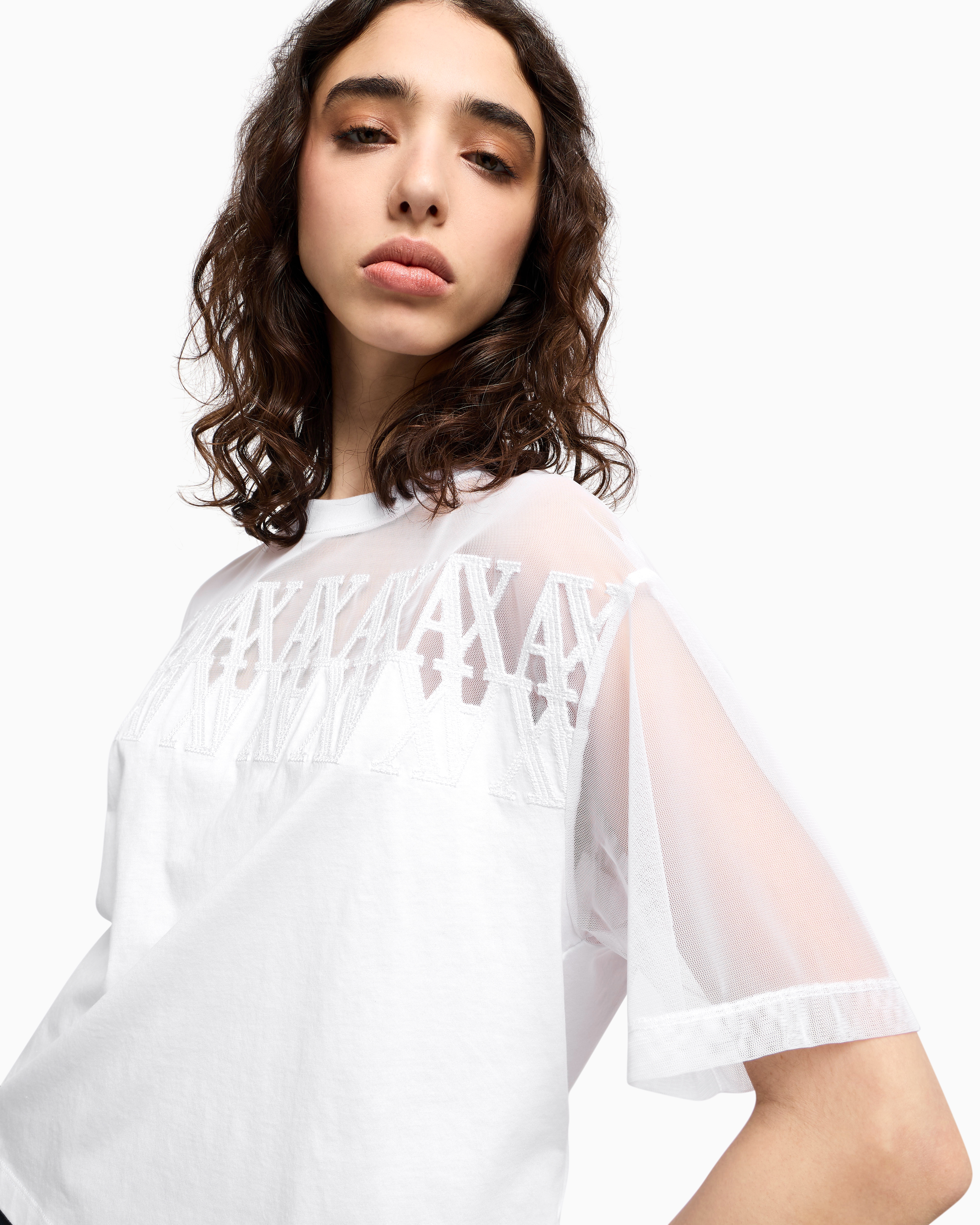 Armani Exchange Cropped T-shirts In White
