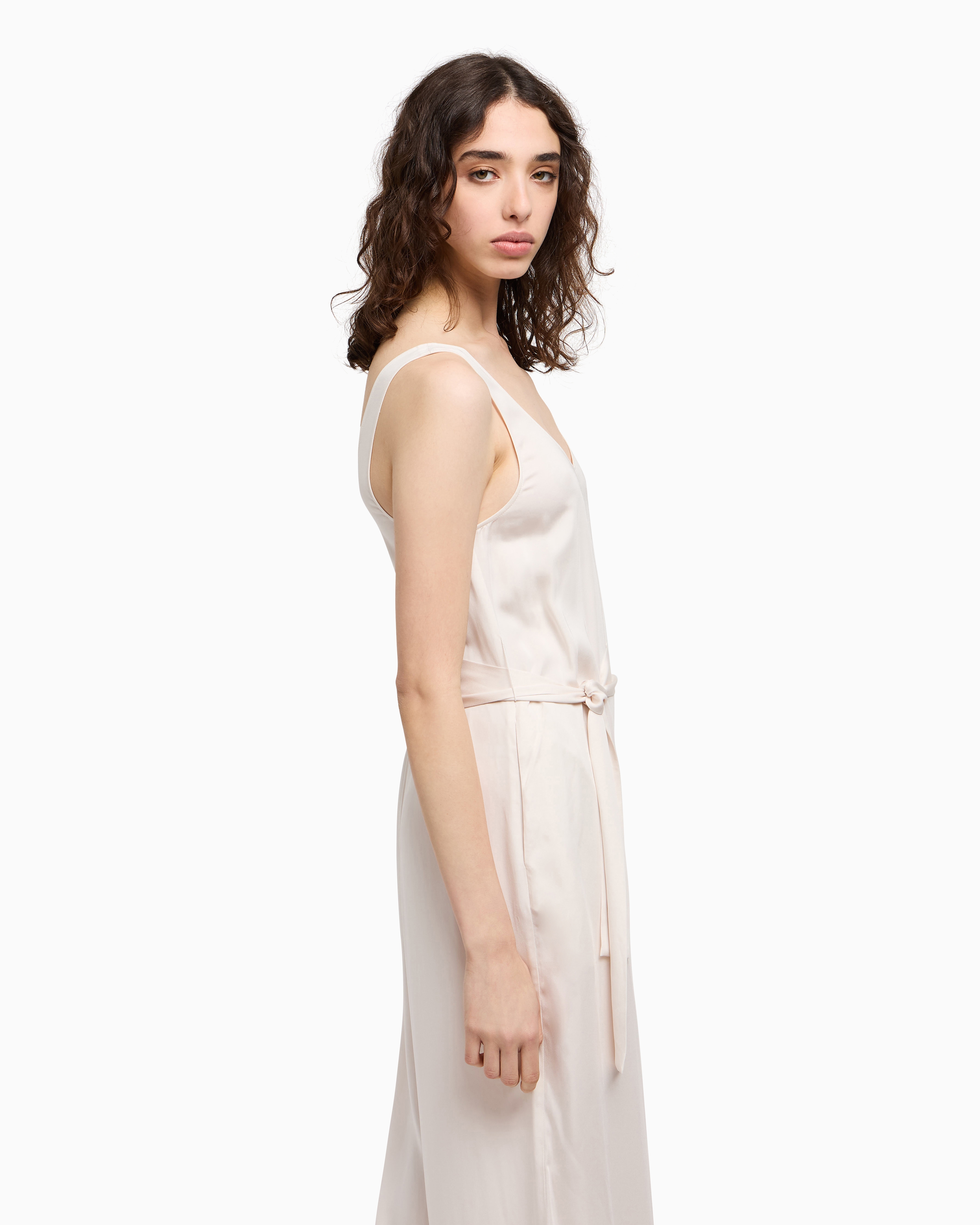 Armani Exchange Belted Jumpsuit In White