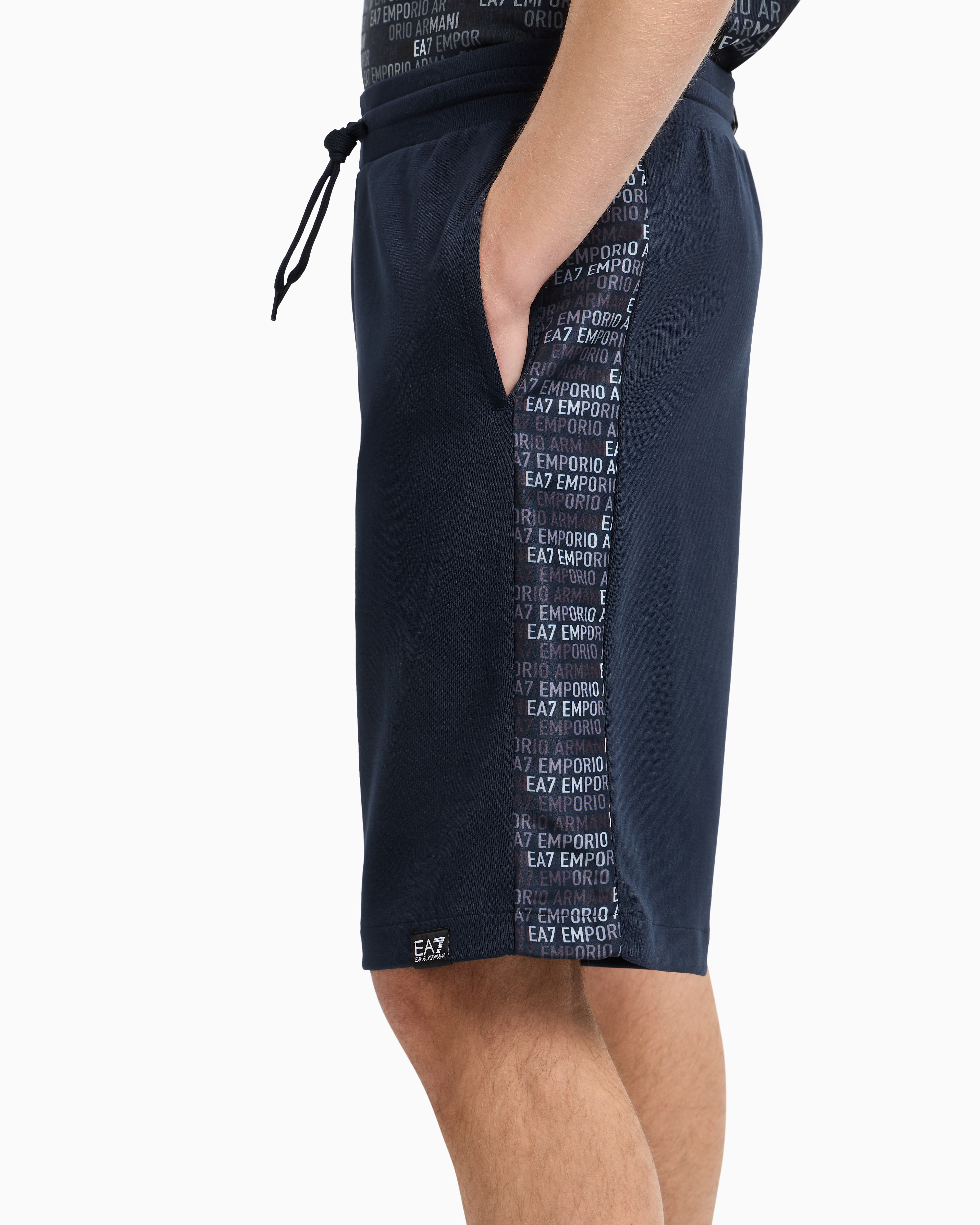 EA7 LOGO SERIES COTTON-BLEND BERMUDA SHORTS