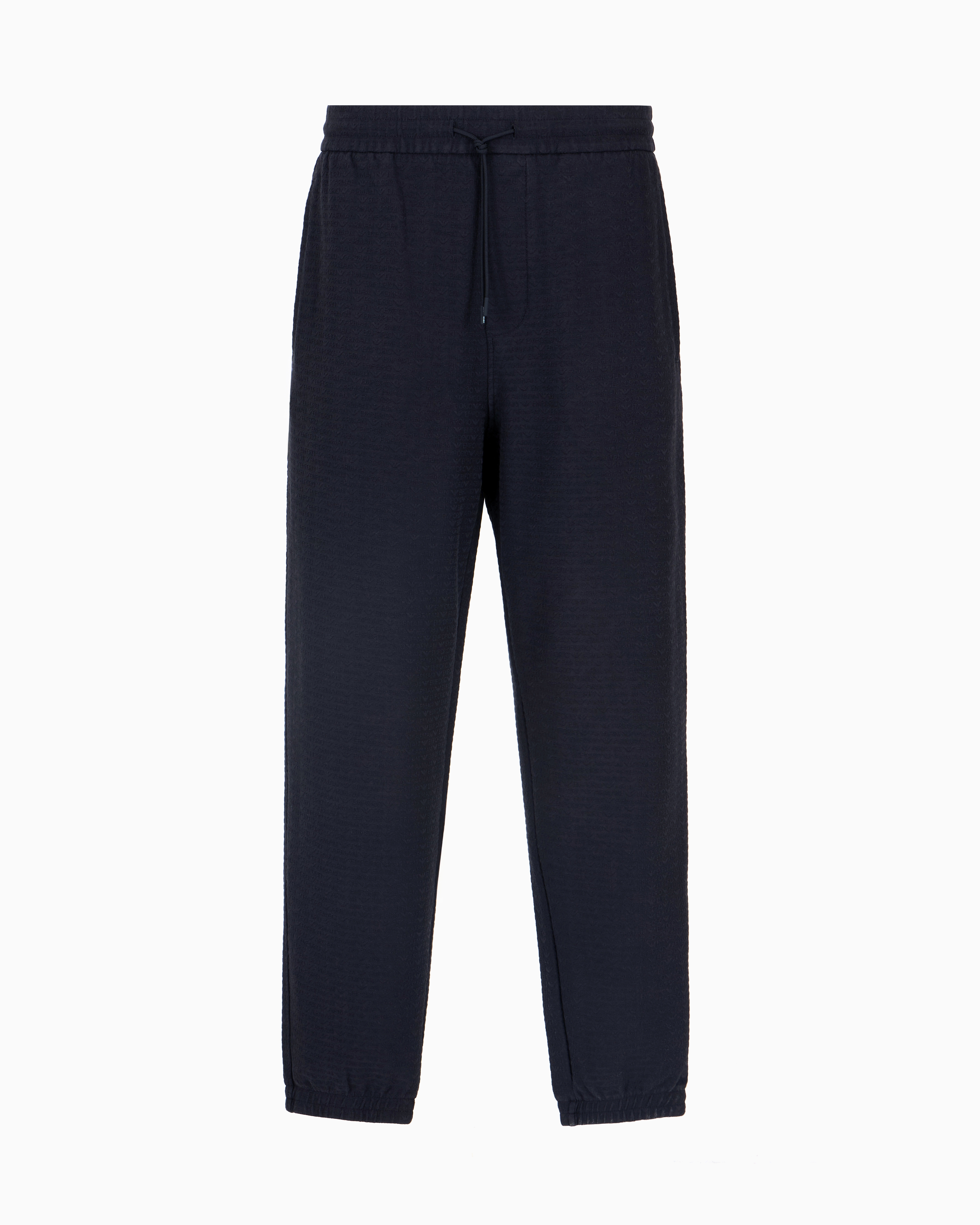 Emporio Armani Asv Lyocell Blend Jersey Joggers With All-over Lettering In Navy Blue