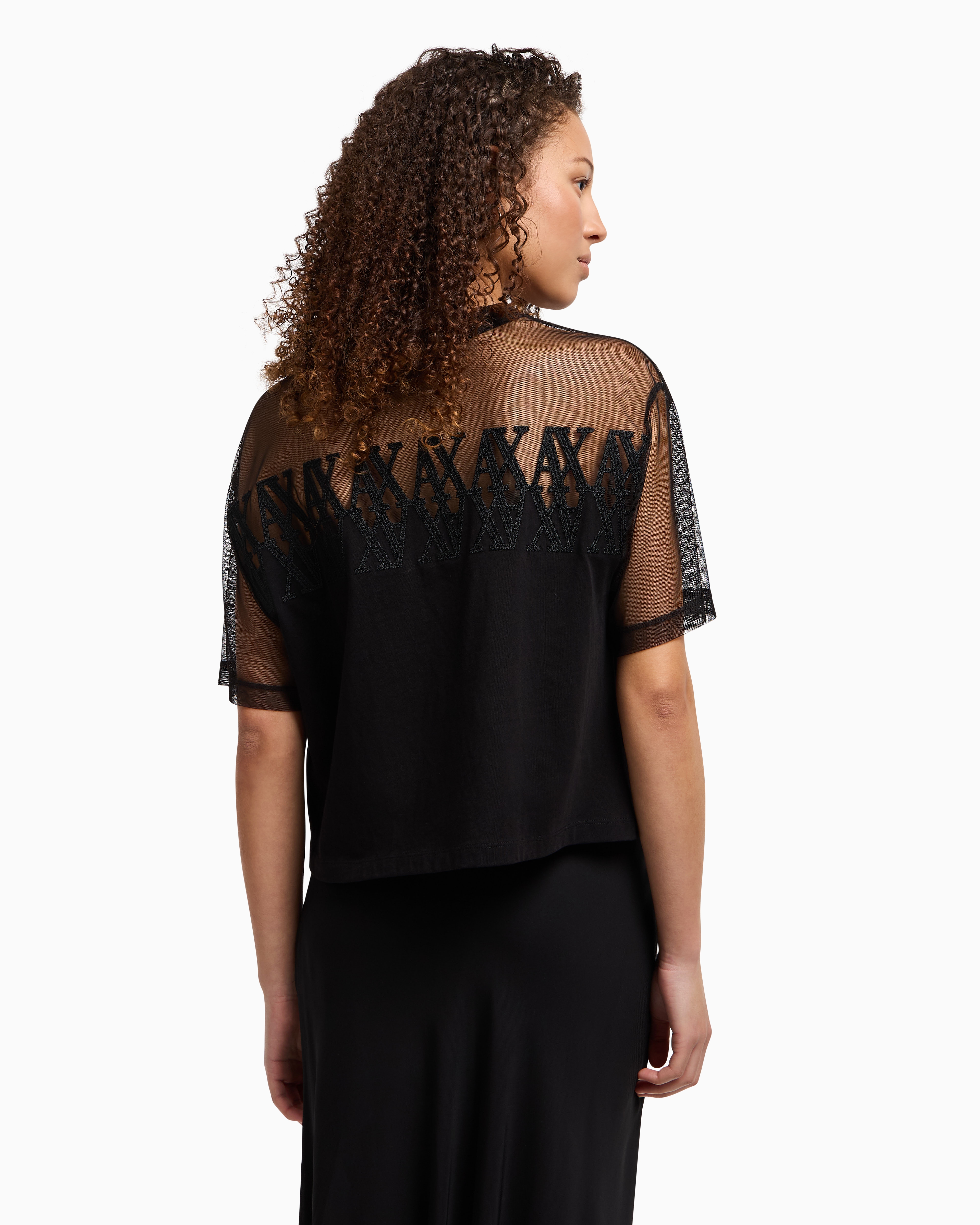 Armani Exchange Cropped T-shirts In Black
