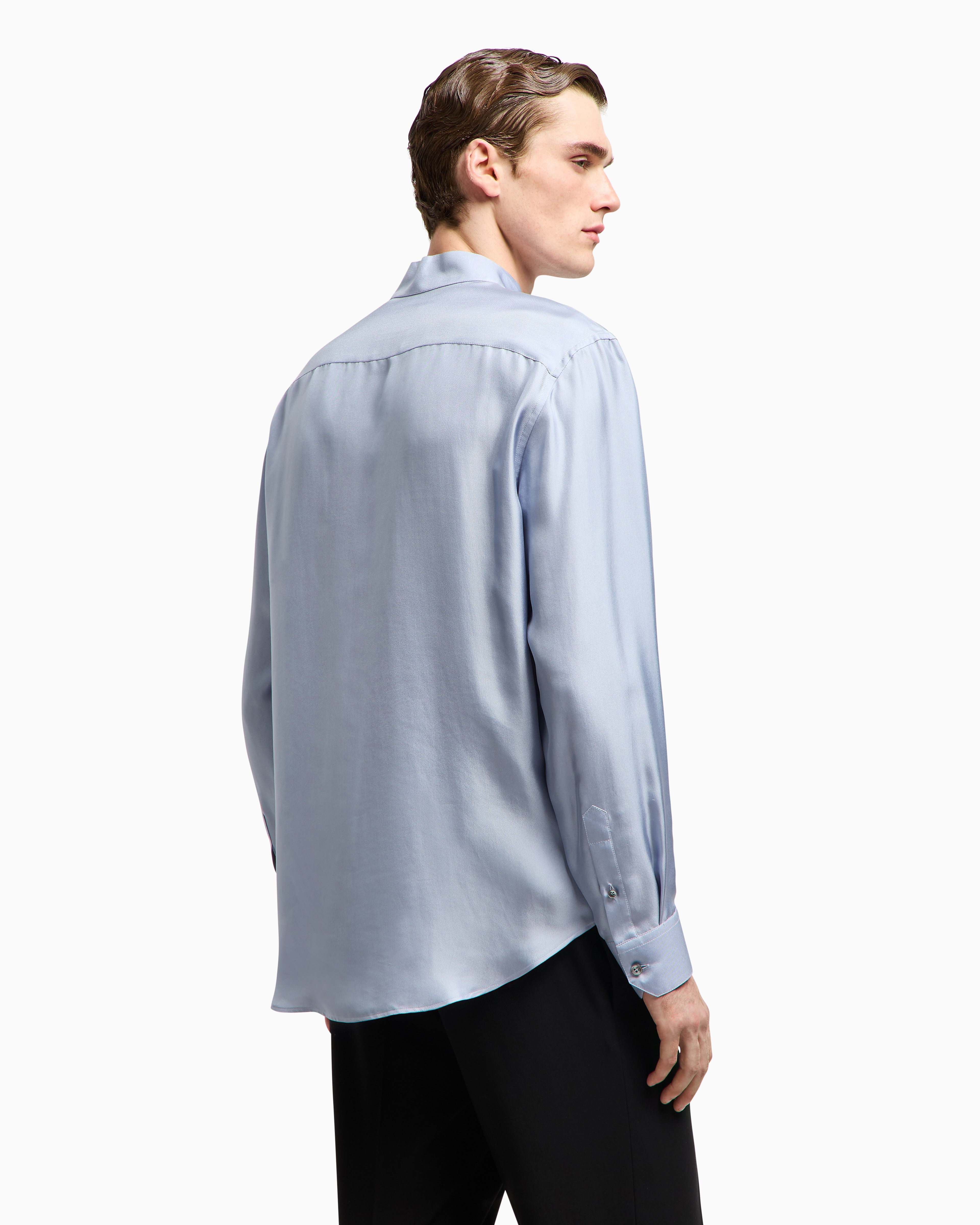 Giorgio Armani Fitted Long Sleeve Lapel All-over Striped Casual Shirt