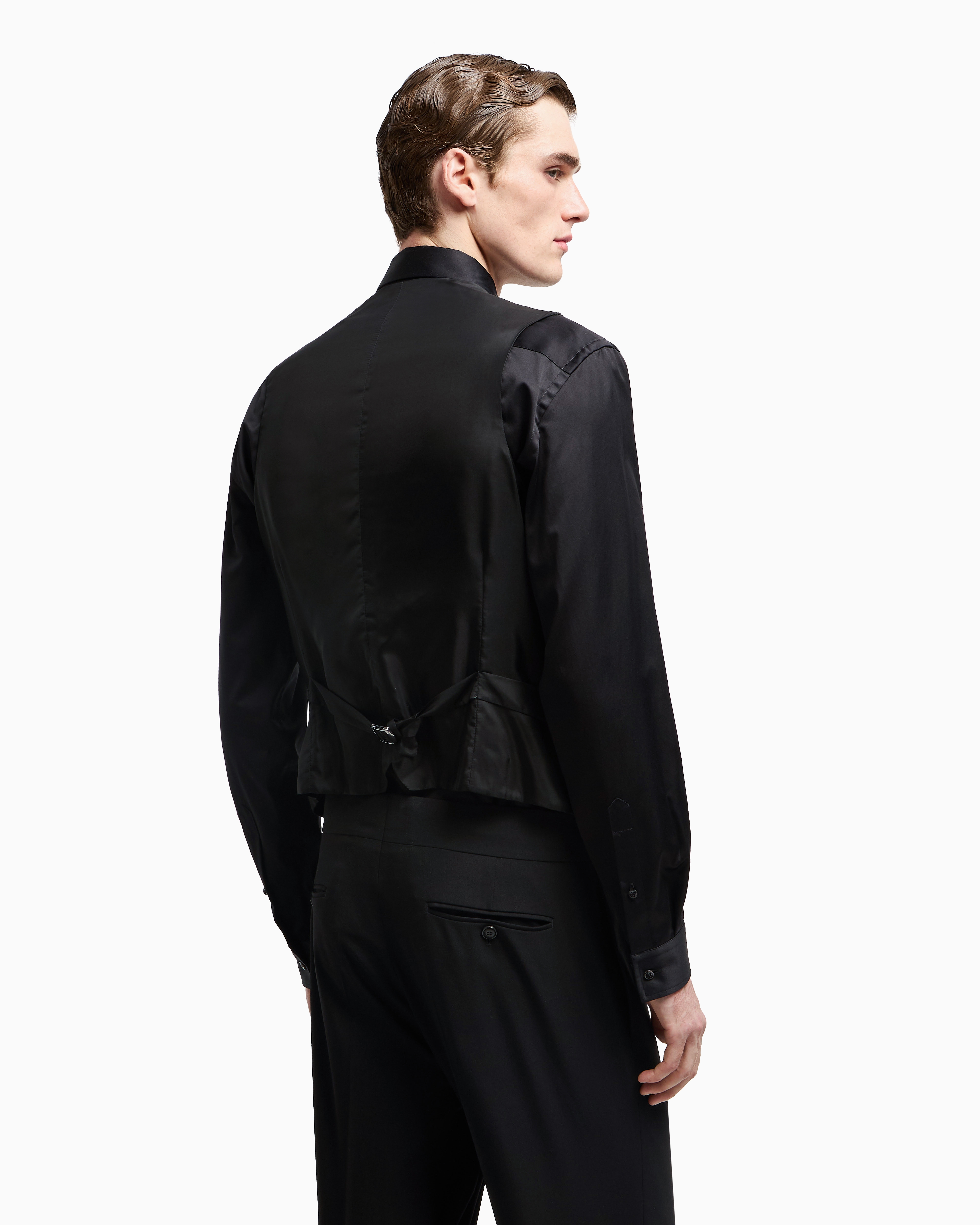 Giorgio Armani Single-breasted Waistcoat In A Viscose Blend With All-over Rhinestones