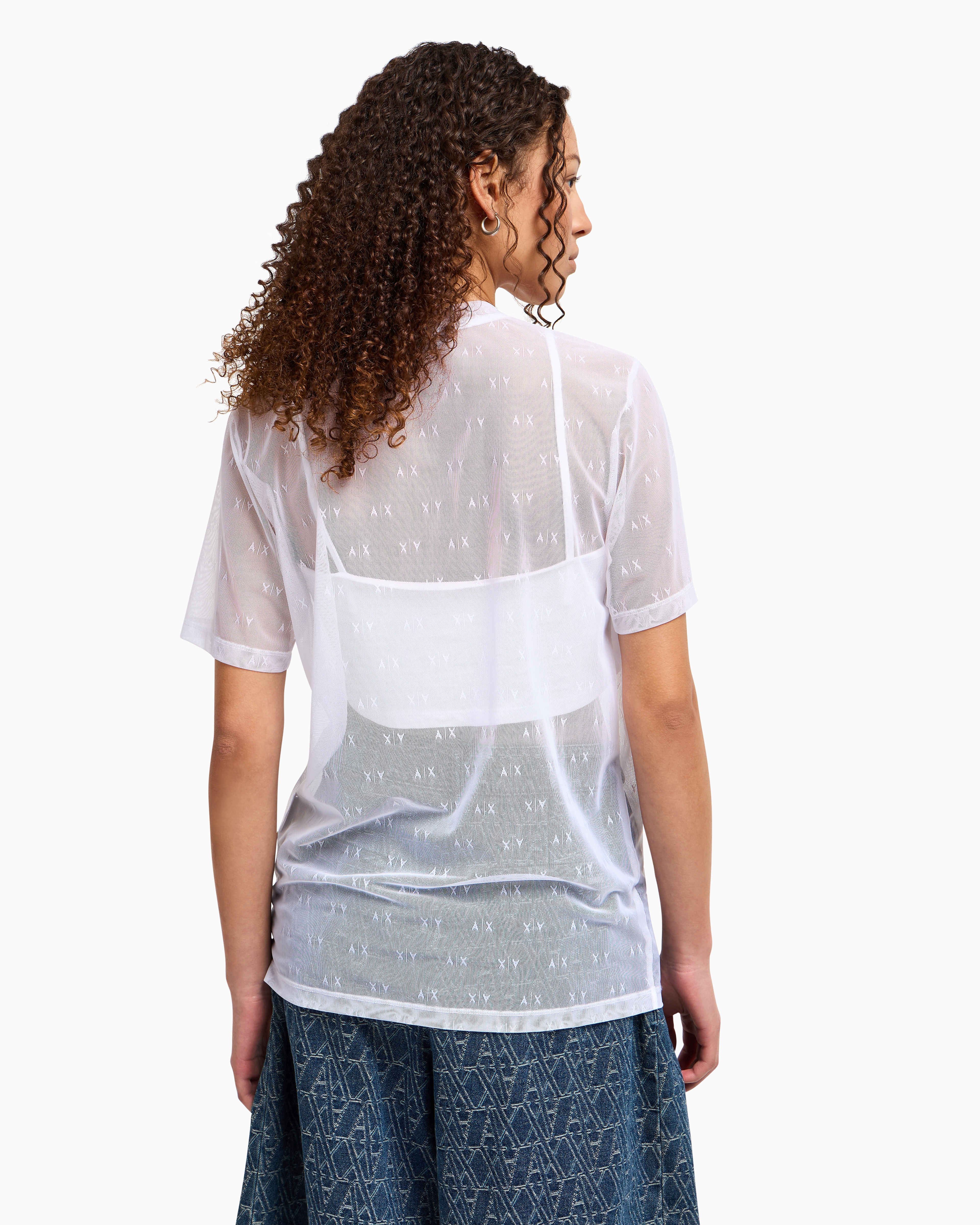 Armani Exchange - Transparent T-shirt with top, Woman, White, Size: