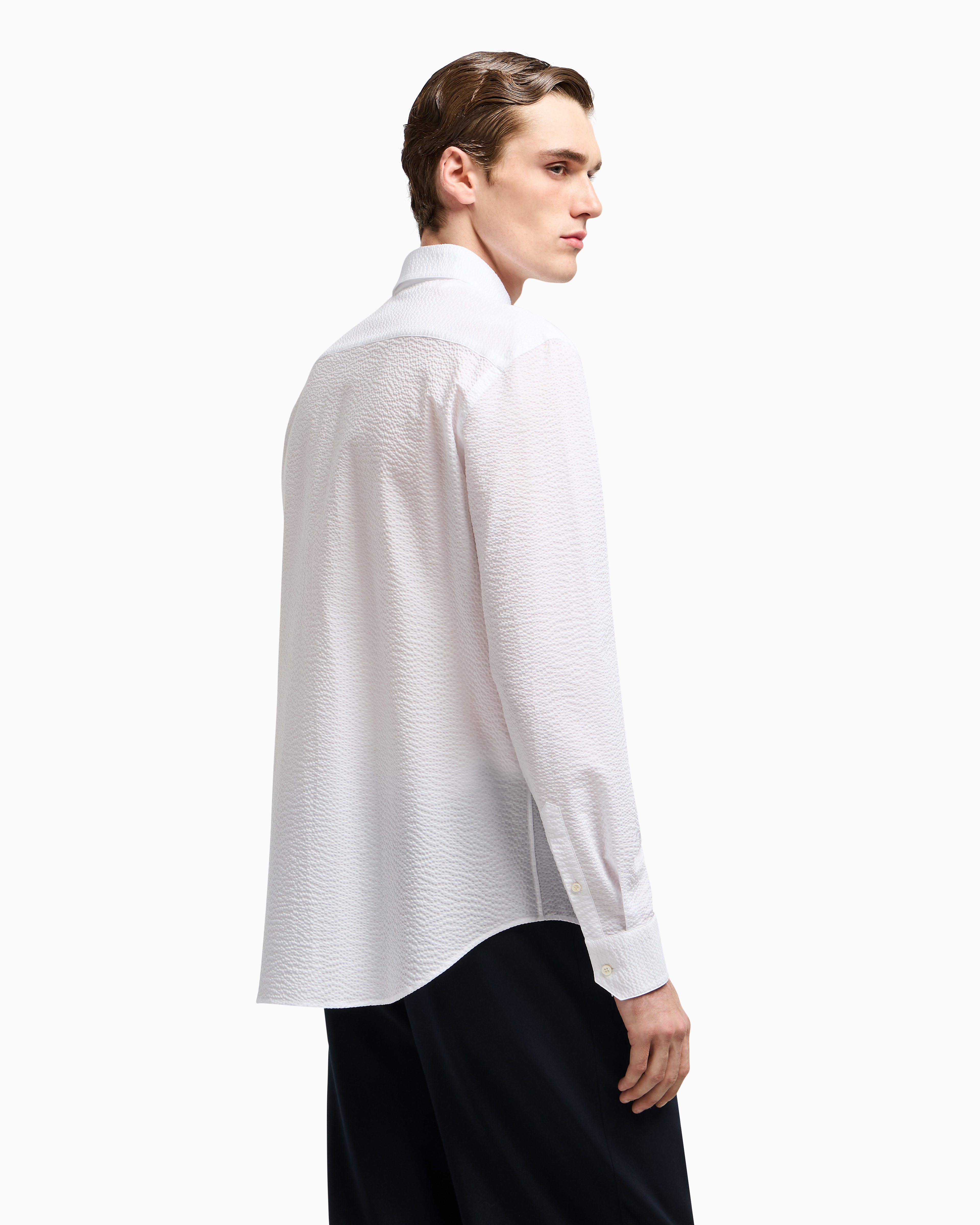 Giorgio Armani Official Store Regular-fit Cotton Shirt In White