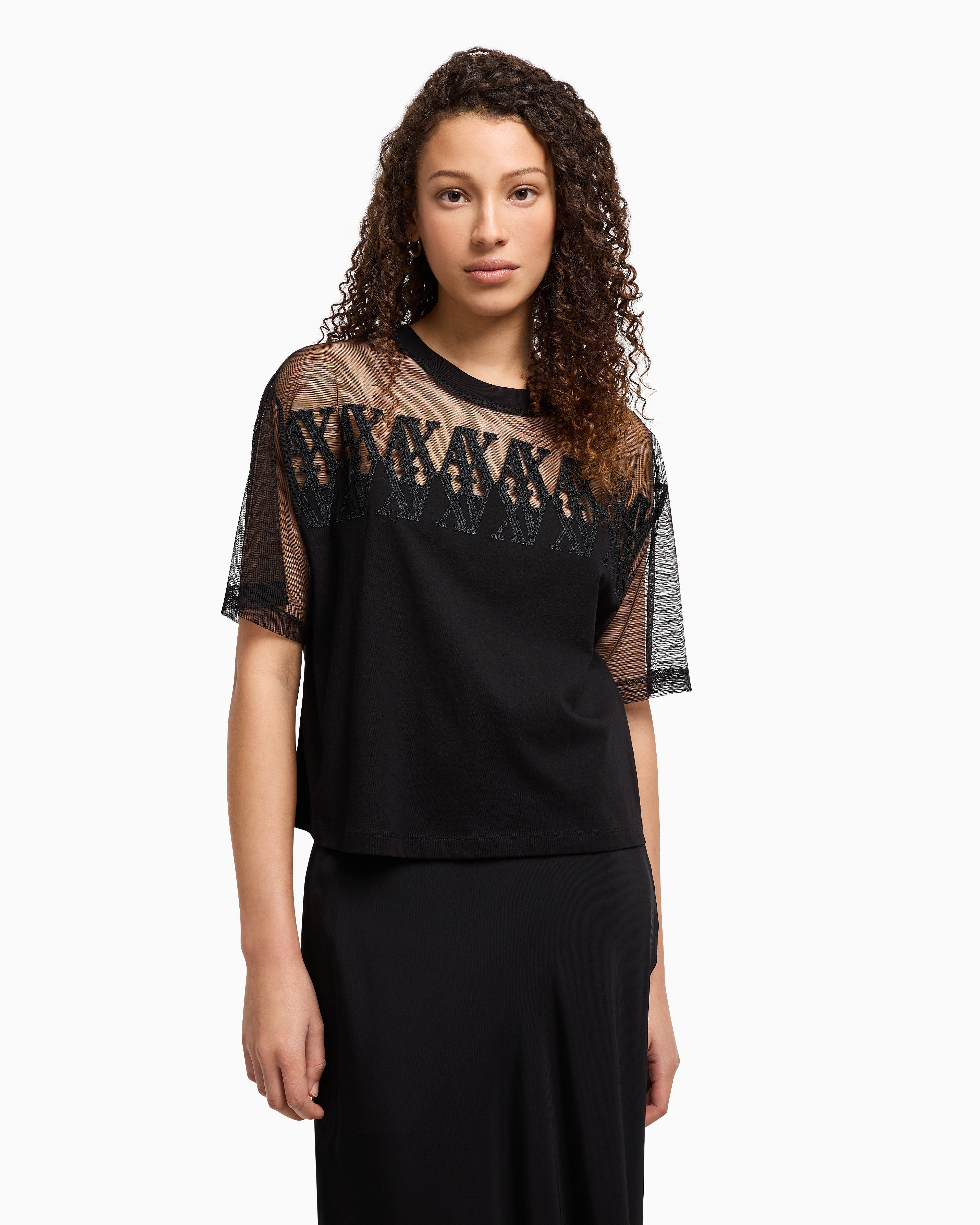 Armani Exchange Cropped T-shirts In Black