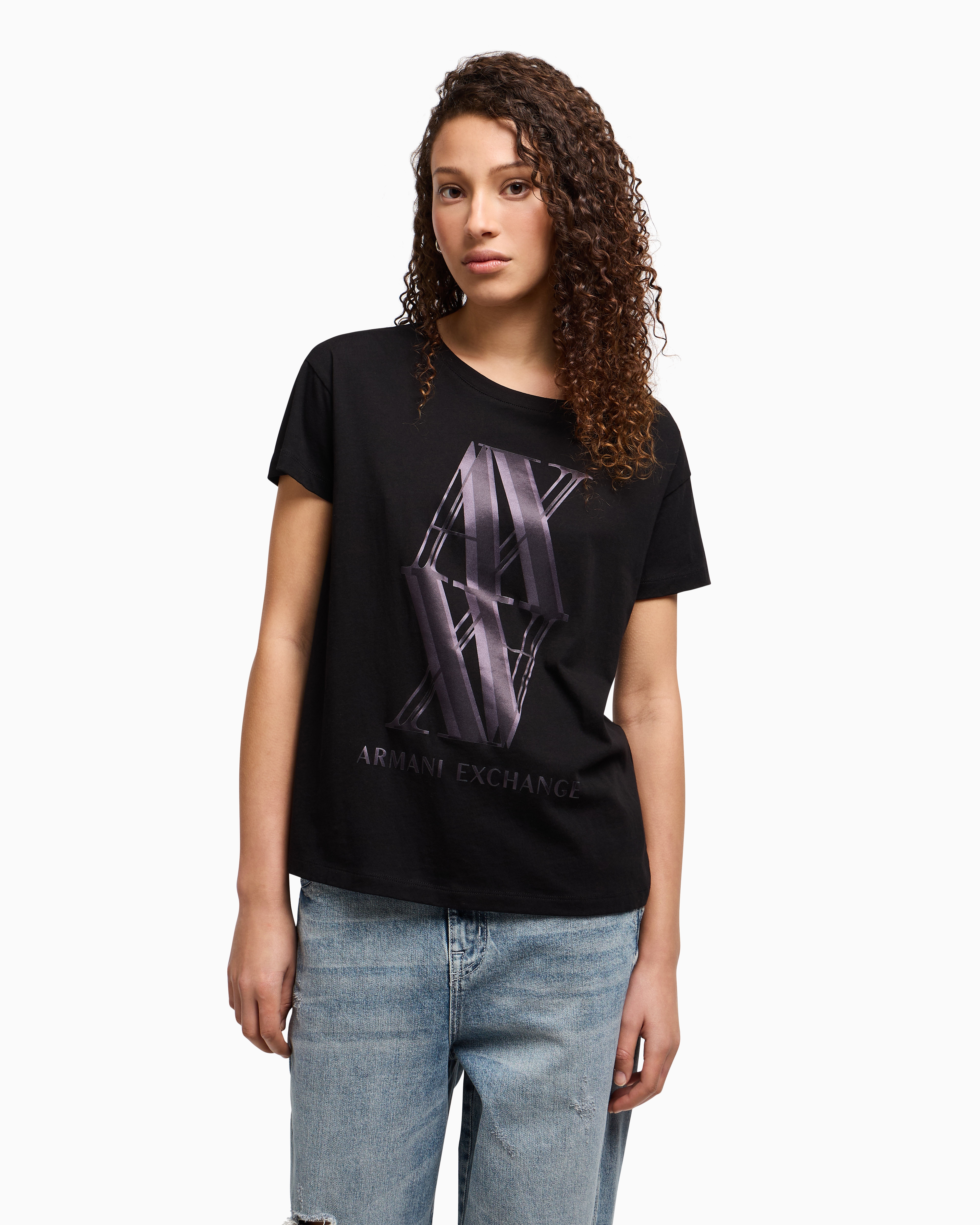 Armani Exchange Relaxed Fit T-shirts In Black