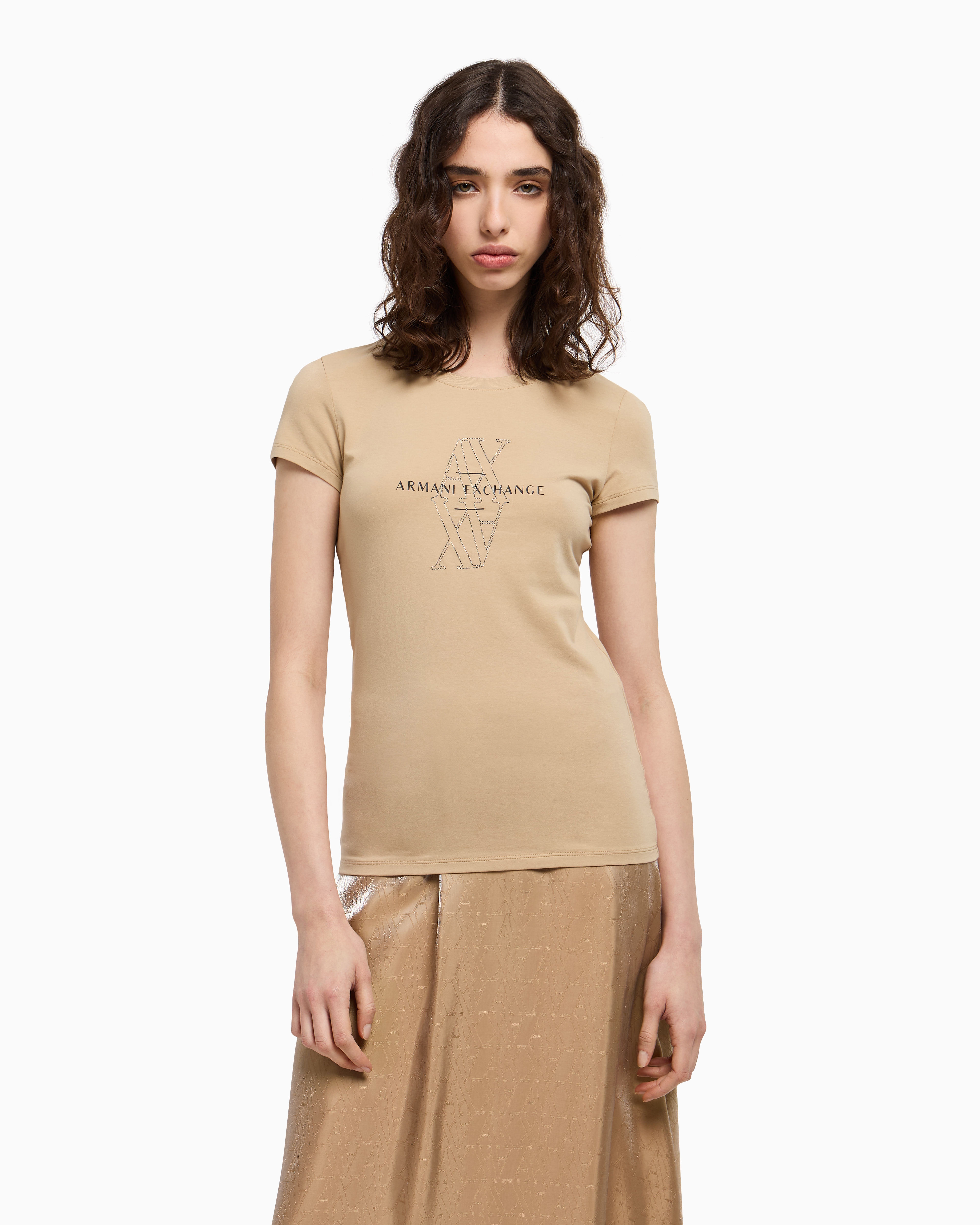 Armani Exchange Slim Fit T-shirts In Camel