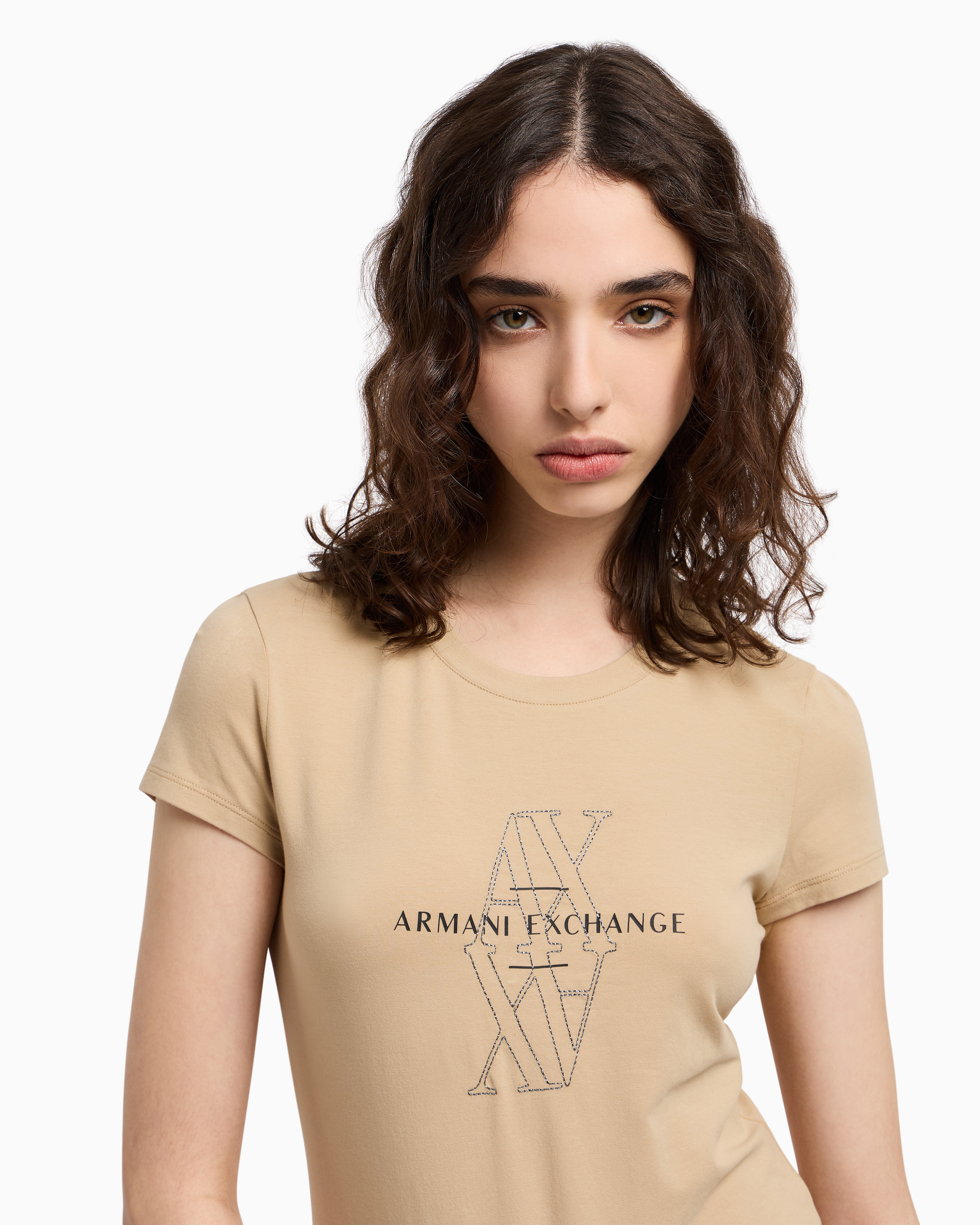 Armani Exchange Slim Fit T-shirts In Camel