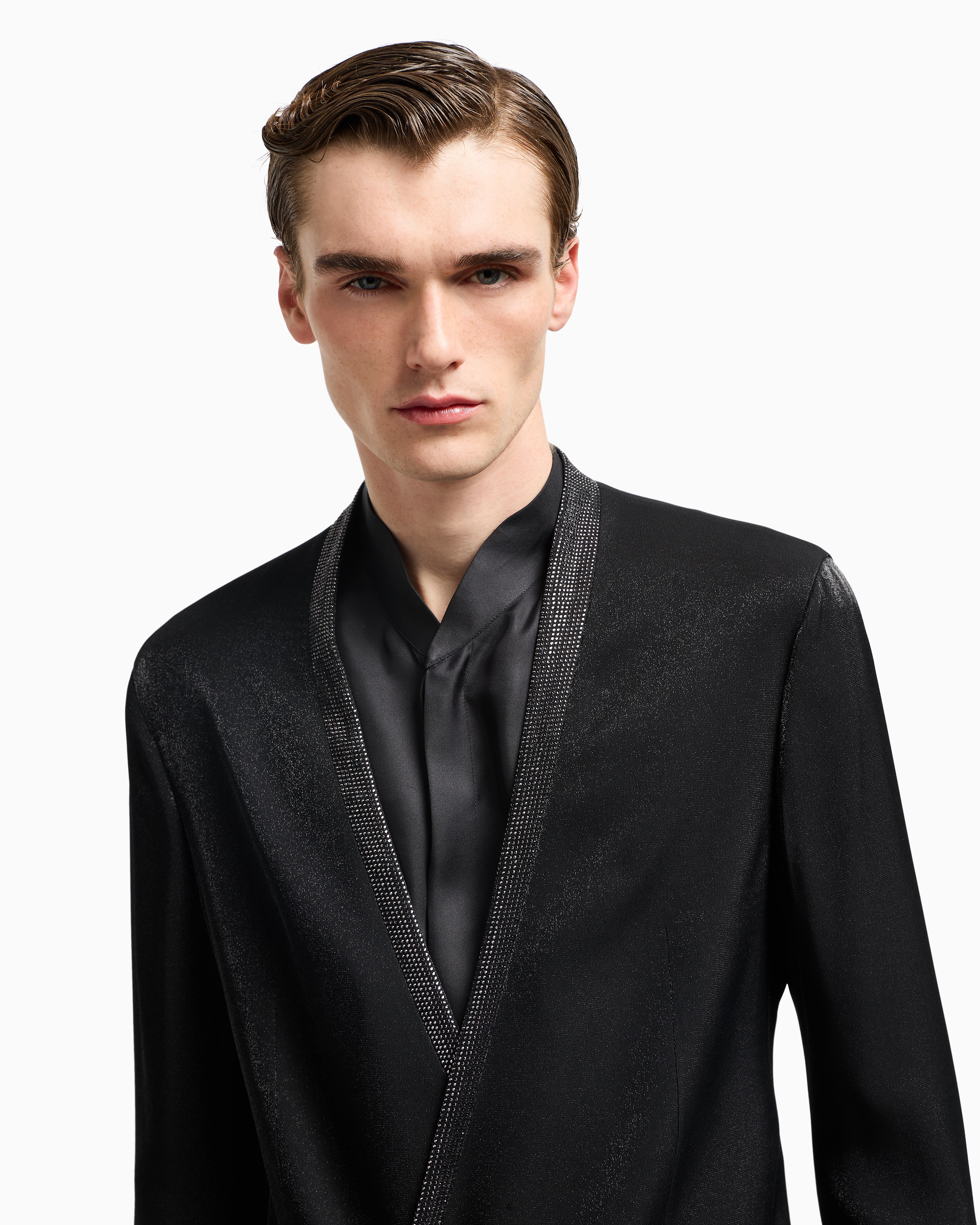 Giorgio Armani Upton Line Tuxedo Jacket In A Viscose Blend With Rhinestones