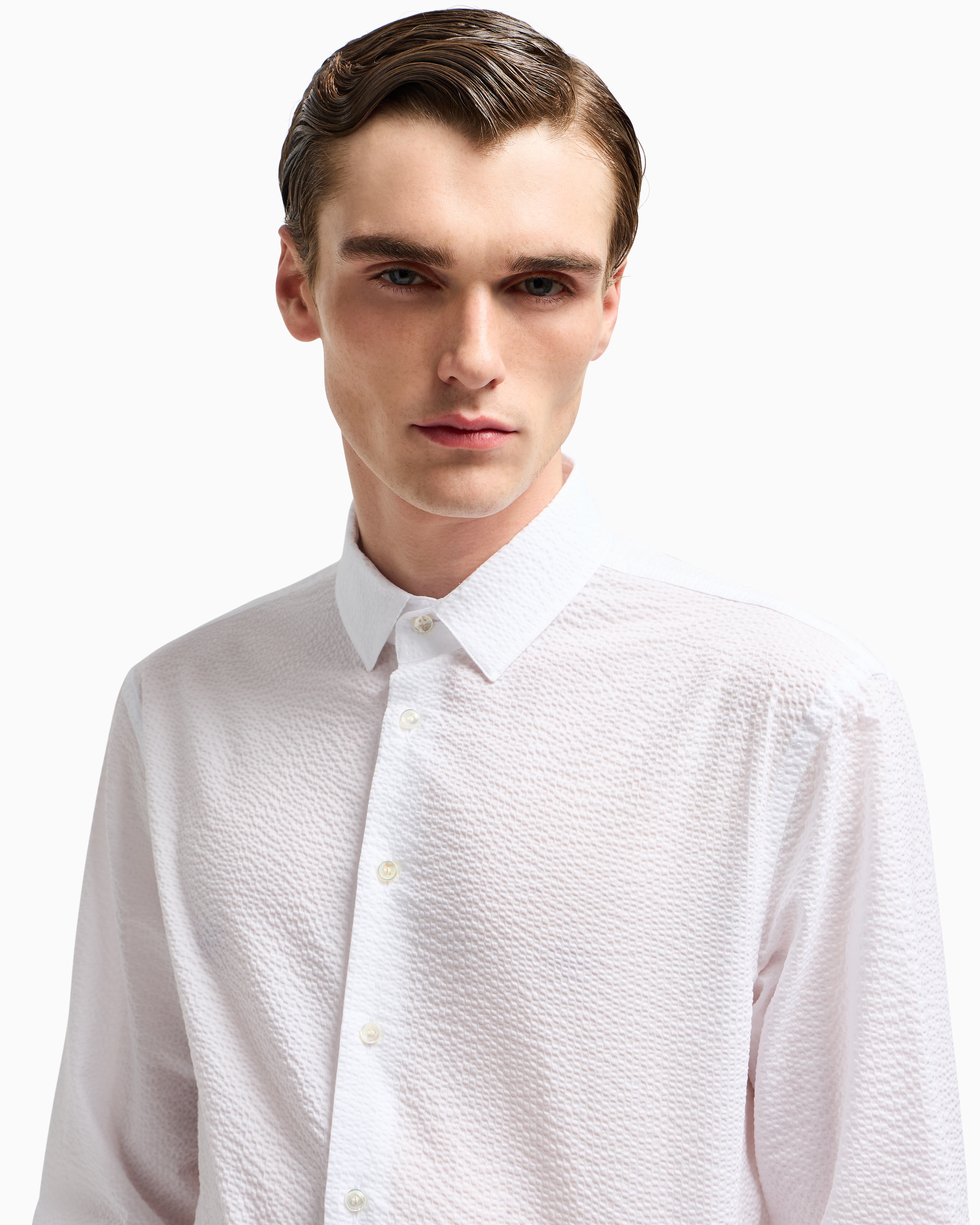 Giorgio Armani Official Store Regular-fit Cotton Shirt In White