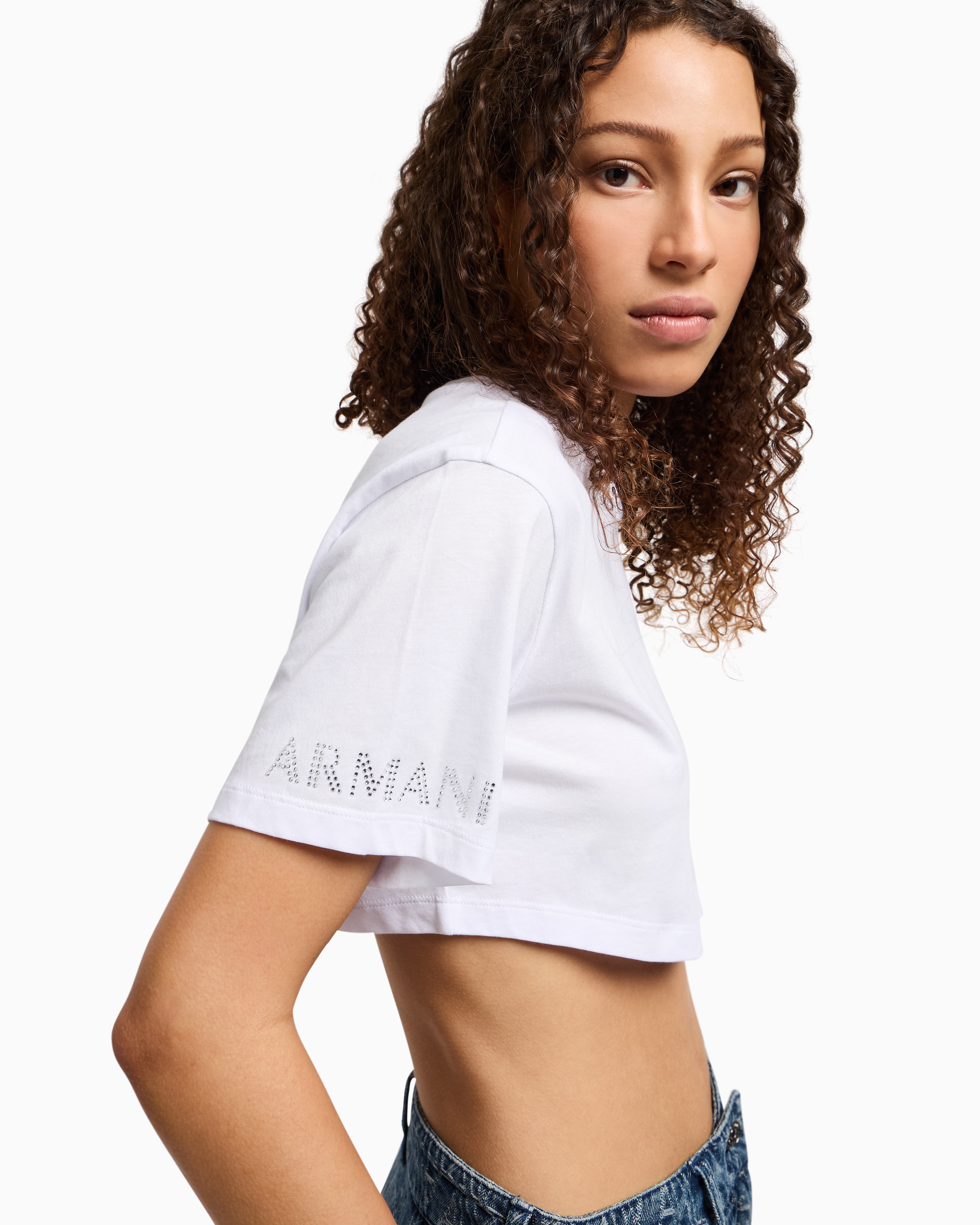 Armani Exchange Cropped T-shirts In White