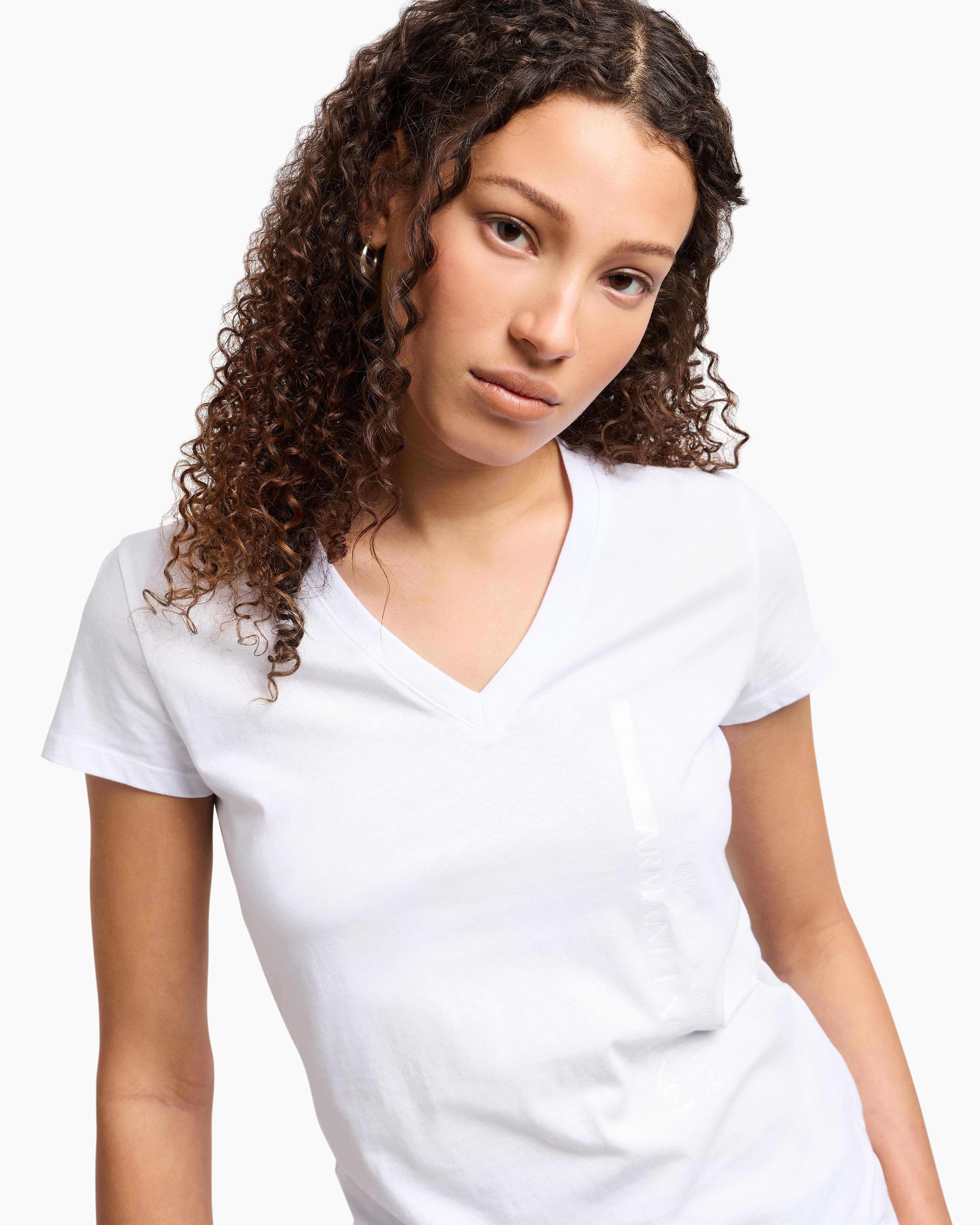 Armani Exchange - Slim Fit T-Shirts, Woman, White, Size:
